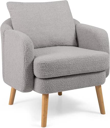 Giantex Sherpa Accent Chair, Modern Upholstered Single Sofa Chair with