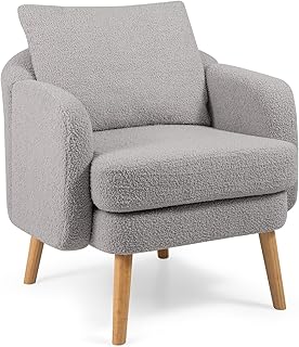 Giantex Sherpa Accent Chair, Modern Upholstered Single Sofa Chair with B...