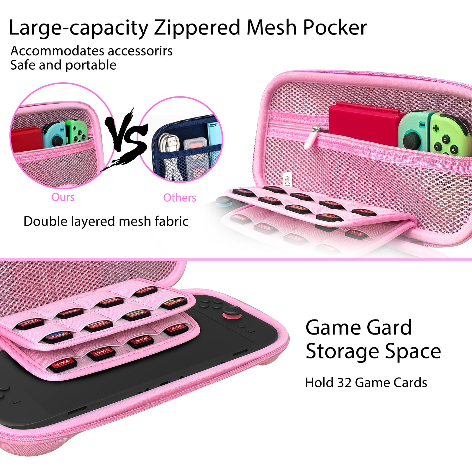 Hermitshell Hard Travel Case für Nintendo Switch 2 Controller (Nur Fall) (Größe: Klein/Groß) (rosa, Groß)