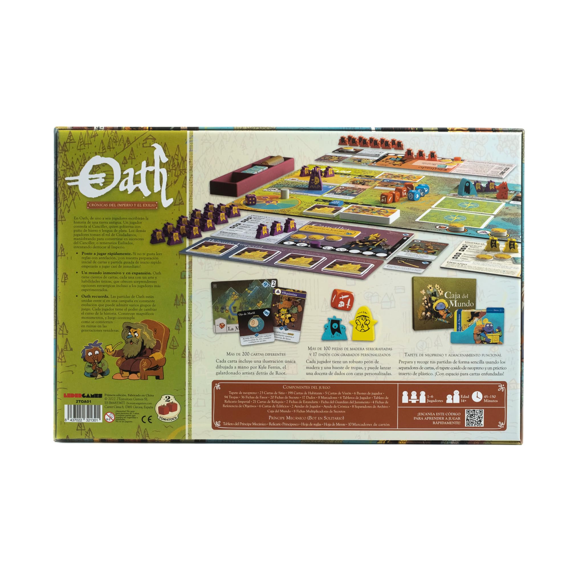 2Tomatoes Games | Oath: Crónica del Imperio y EL Exilio | Konkurencyjna gra planszowa | Napisz historię starego kraju | hiszpański, angielski, francuski | dla 1-6 graczy | Temat: Fantasy