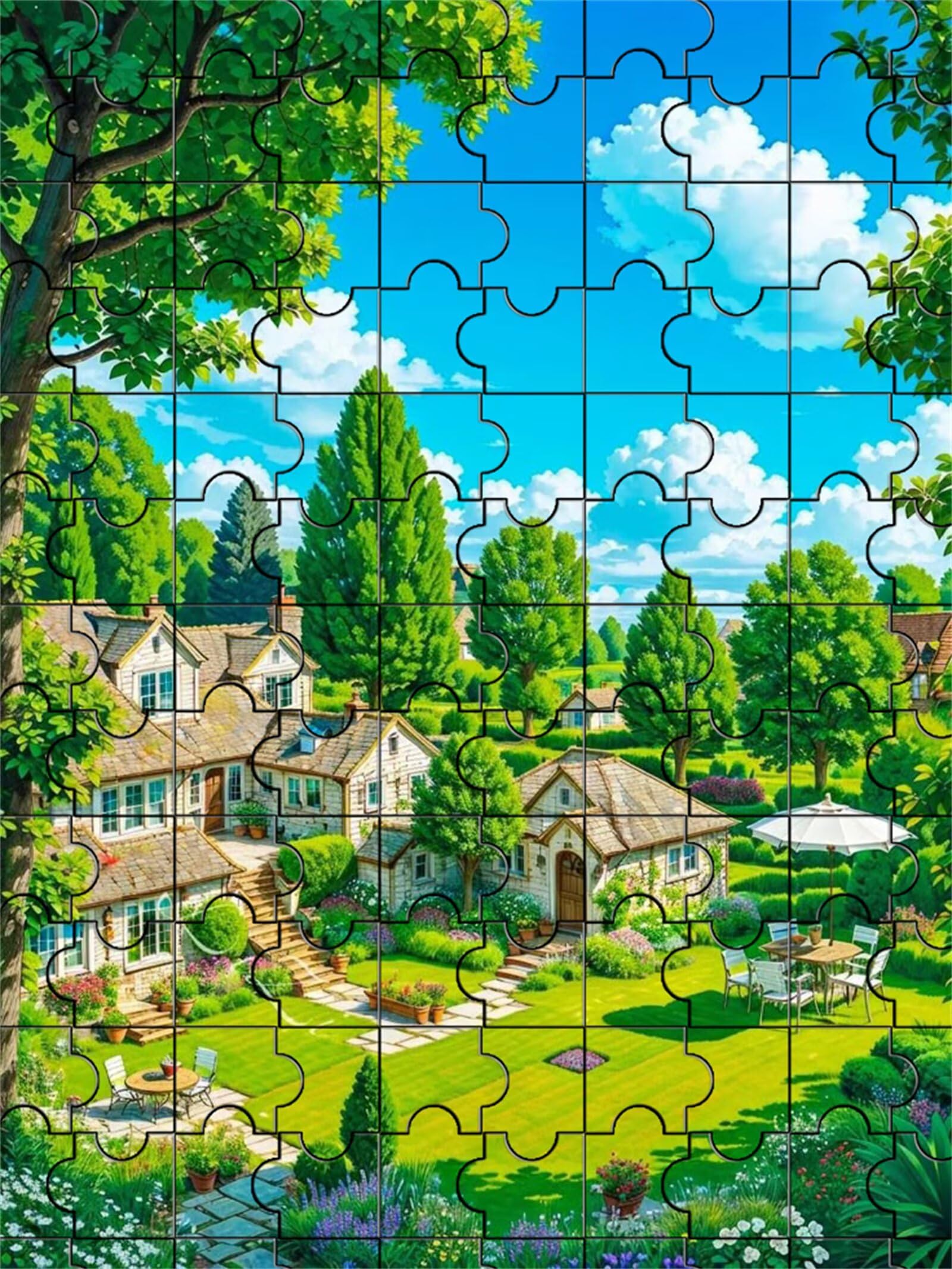 2000 Teile Puzzle Für Erwachsene,Grüne Landschaft auf dem Anwesen DIY-Puzzle,Kreative Unterhaltung, Spaß, Klassisches Puzzles Familienspiele