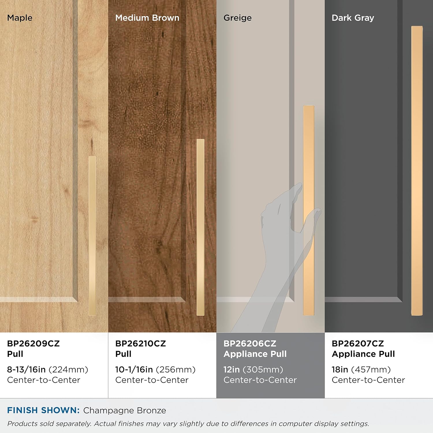 Amerock BP26206CZ | Cyprus 12 inch (305mm) Center-to-Center Champagne Bronze Appliance Pull | Kitchen Cabinet Hardware | Furniture Hardware | Drawer Handle Champagne Bronze 12 inch (305mm) Center-to-Center