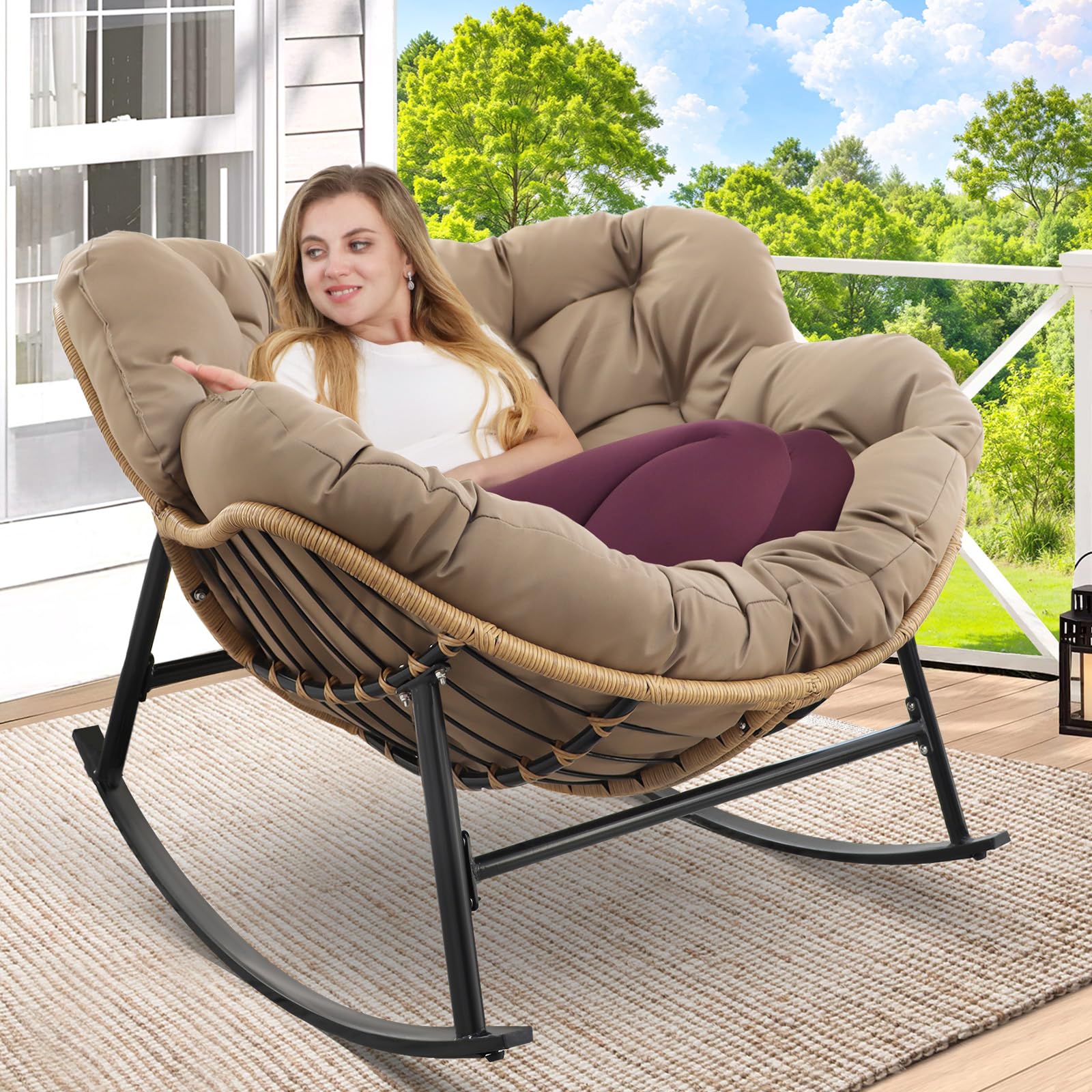 Papasan Chair Wicker Chair Large RADIATA Rocking Papasan Chair