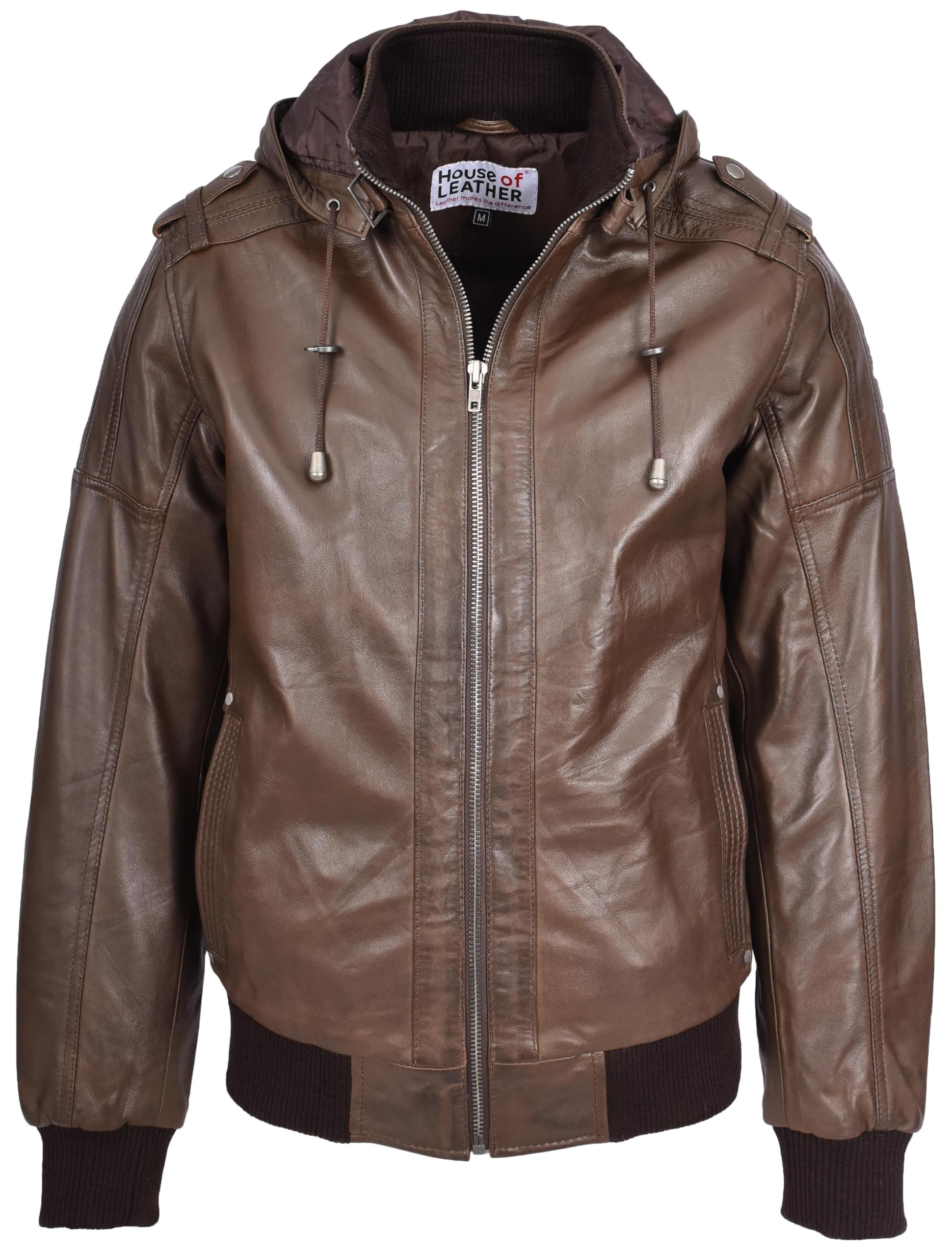 House of Leather - Men's Bomber Jacket - Leather - Brown - 3XL