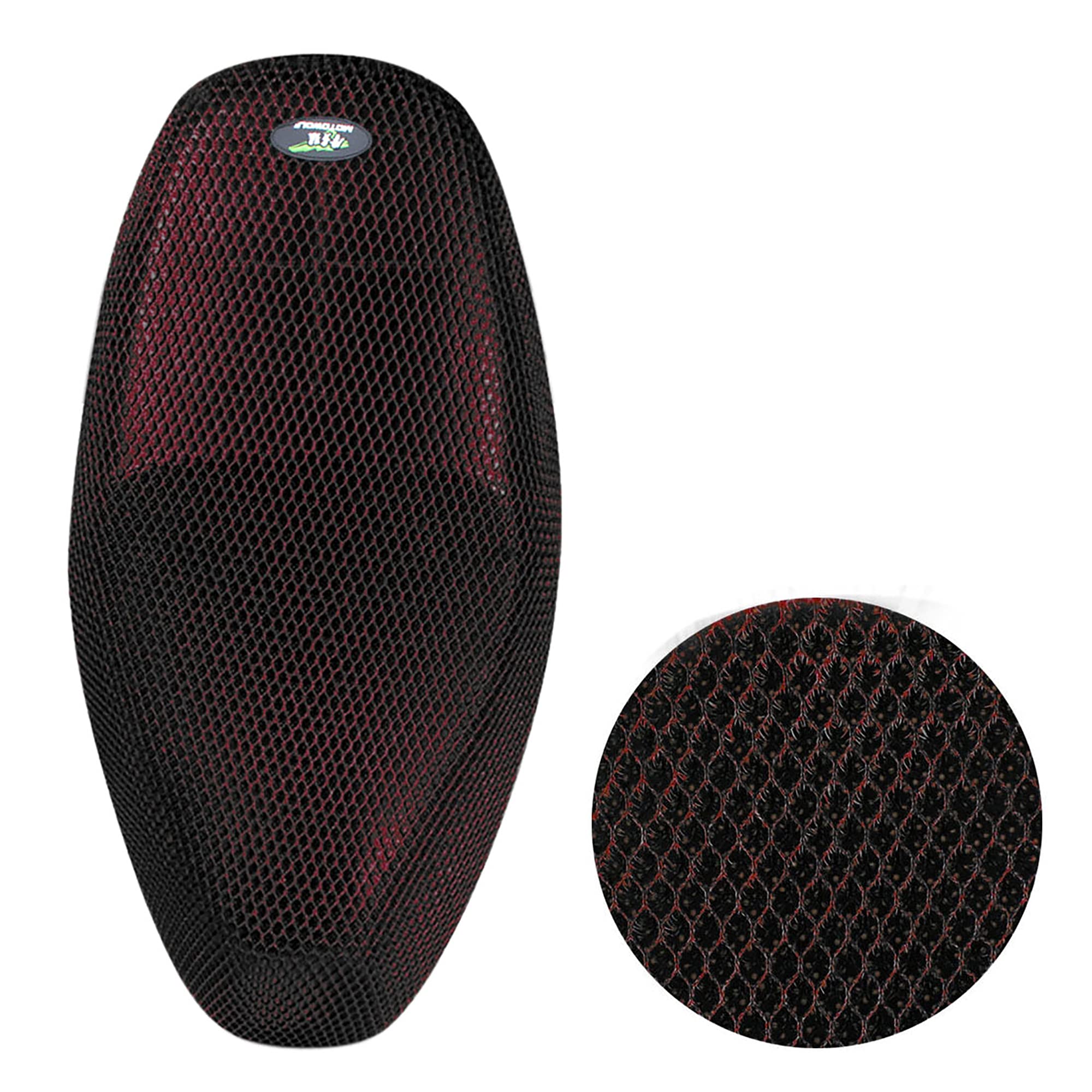uxcell Motorcycle Moped Seat Cover Cap Breathable Net Cushion Black Red Polyester 3D Spacer Mesh Fabric