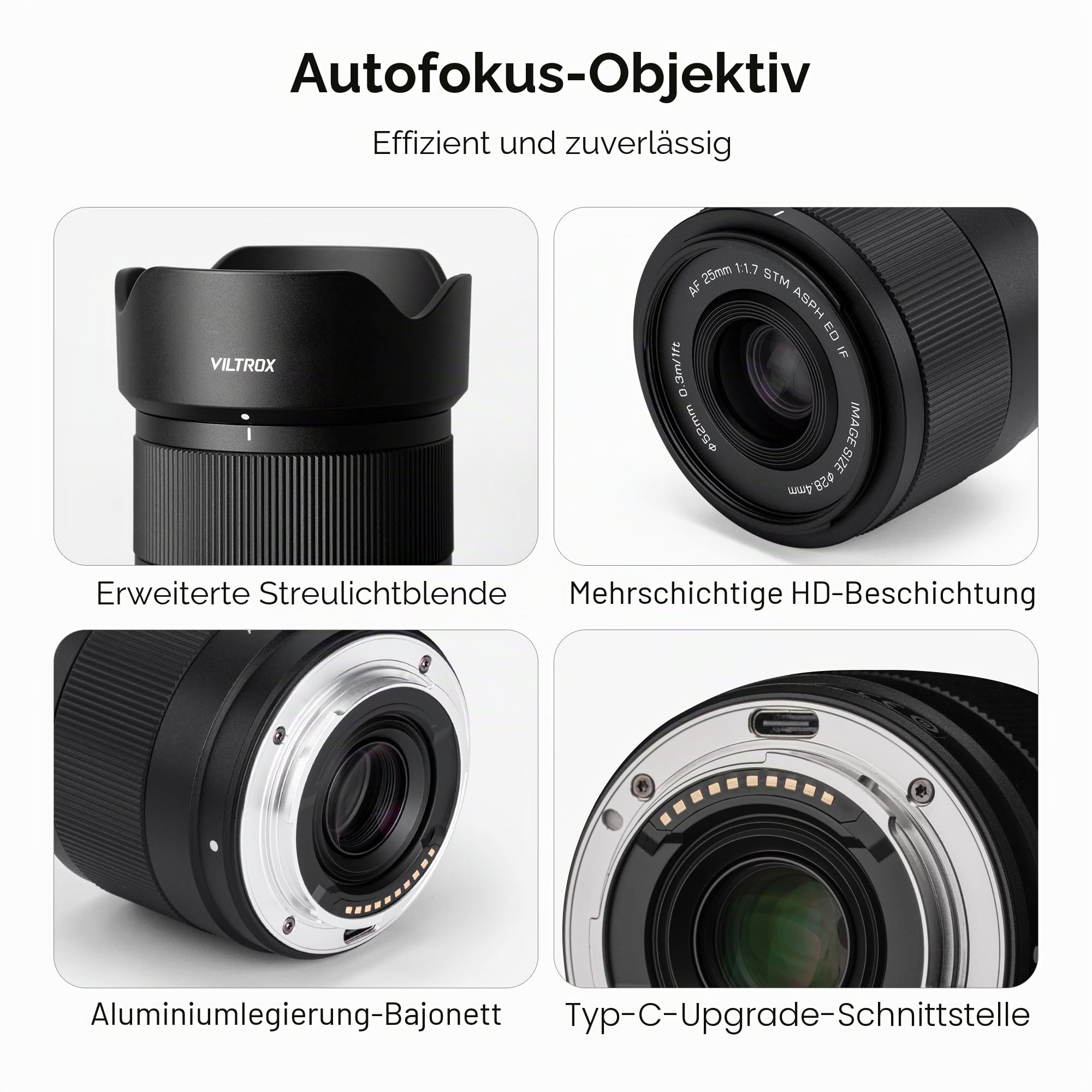 VILTROX AF 25mm F1.7 Air E Objektiv für Sony E-Mount, f/1.7 APS-C Autofokus Festbrennweite, kompatibel mit spiegellosen Sony E-Mount Kameras ZV-E10 II, EV10, a6700, a6600, a6400, a7c II, a7rv, a7iii