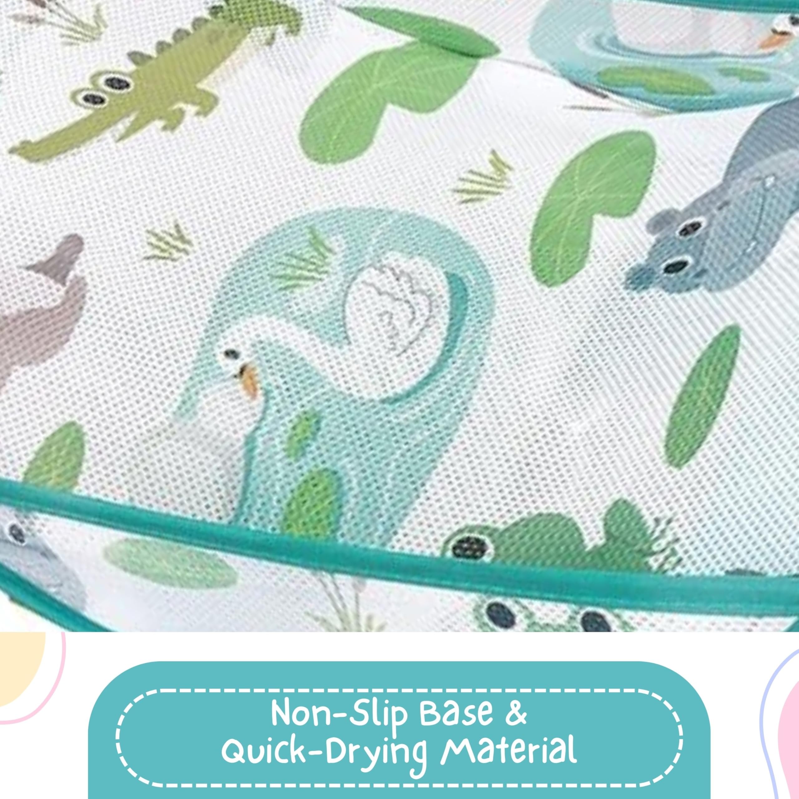 OBABY Newborn Baby Bather Foldable/Reclining/Quick Dry/Portable/Soft Cushion/Non-Slip 3 Position Adjustable, Printed and Colorful Infant Bather for Daily use. (0-18 Months) - Image 7 thumbnail