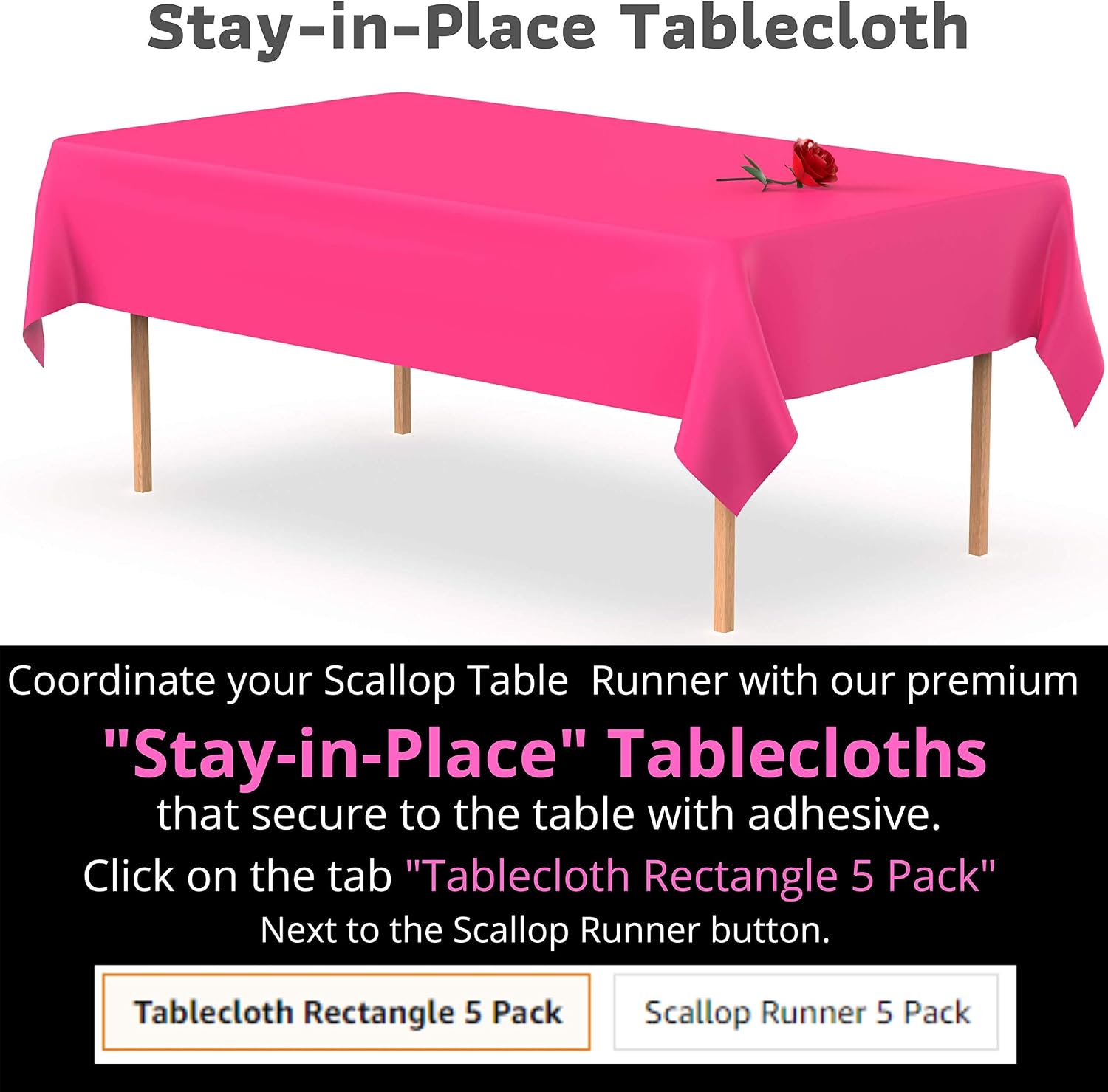 Gold Scallop Disposable Table Runner. 5 Pack 14 x 108 inch. Plastic Table Runner Adds A Pop of Color To Your Party Table, by Swanoo
