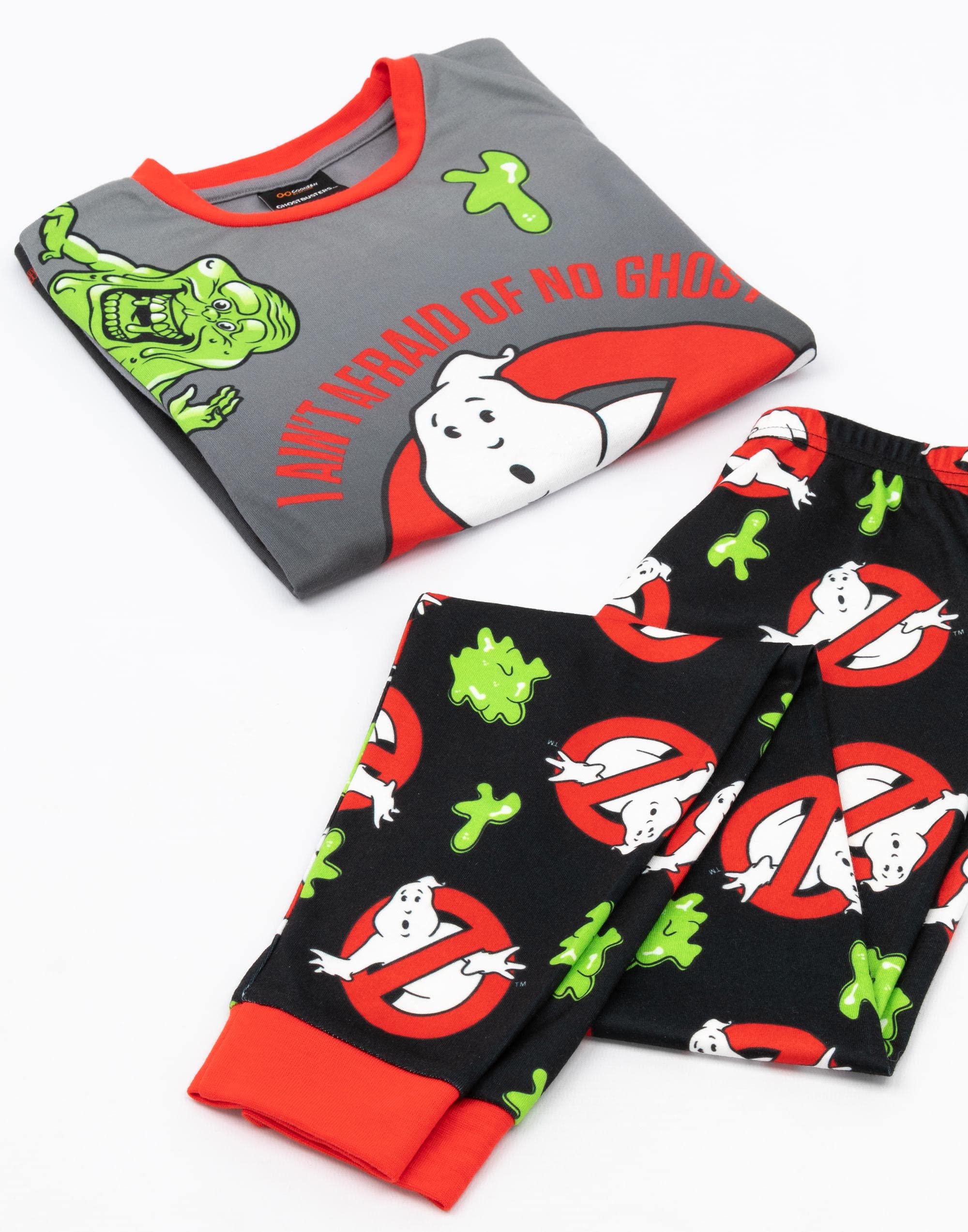 Ghostbusters Kids Pyjamas | Boys Girls Grey Black Ghosts T-Shirt Long Length Bottoms Pjs | Childrens Movie Merchandise