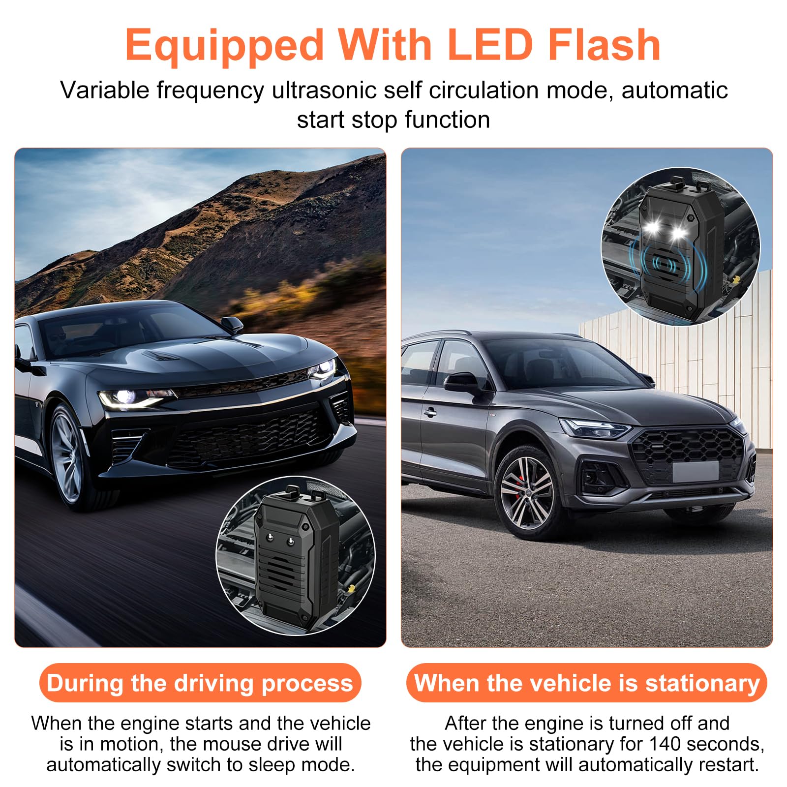 Ahuyentador de Ratas para Coche USB y 12V,Repelente Ultrasónico de Animales | con Luces LED Estroboscópicas, Anti Martas y Roedores para Motor, Garaje y Exterior, Silbato Animales Coche de Alta Potenci