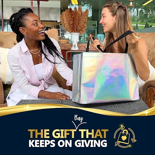 Miniatura 8 de Nush Nush Bolsas de regalo de oro rosa tamaño mediano  Juego de 12 bolsas de regalo reutilizables de oro rosa con asas  Bolsas de regalo de