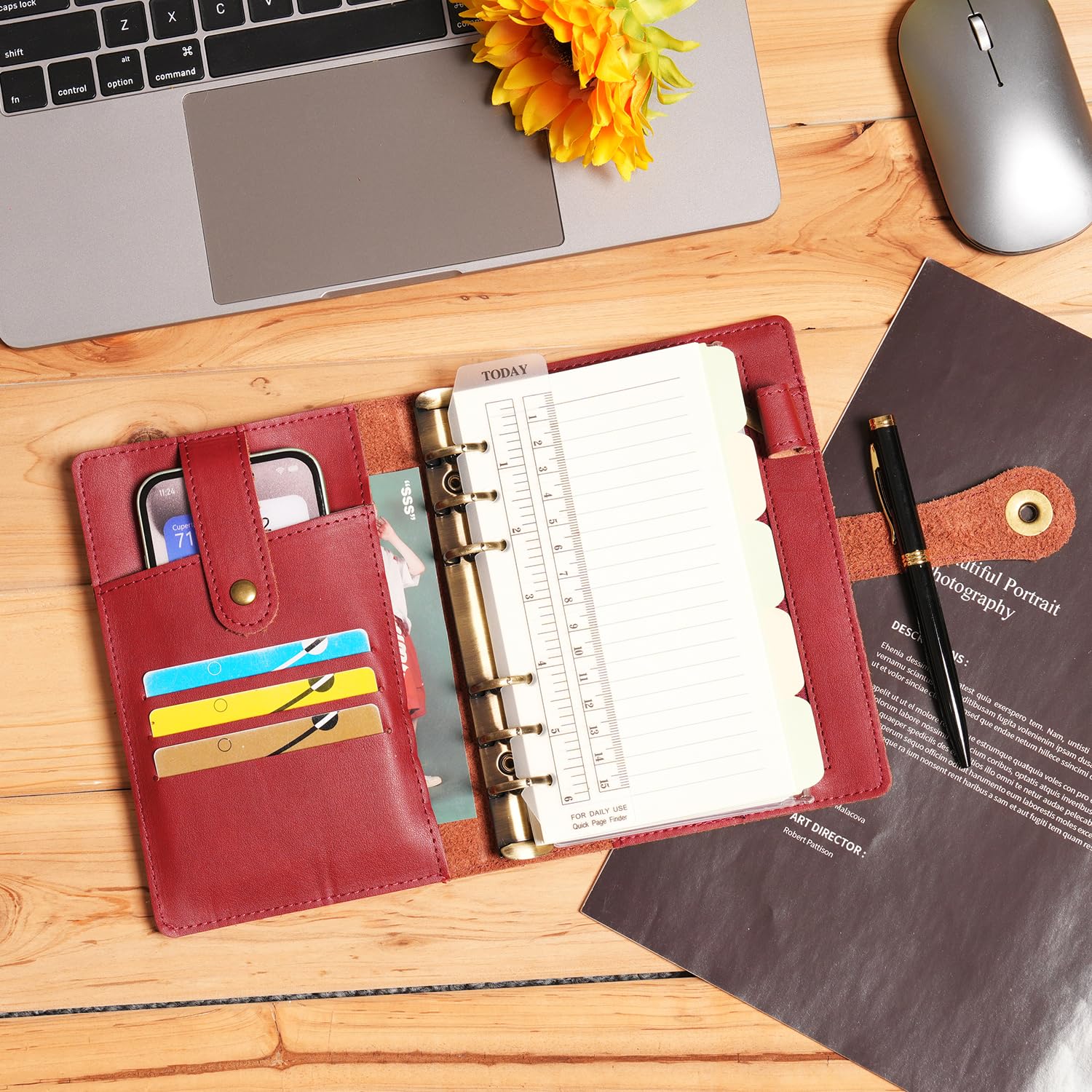 Wonderpool A6 Binder Travel Diary Journal Notebook, College Ruled Paper Refillable - Image 3