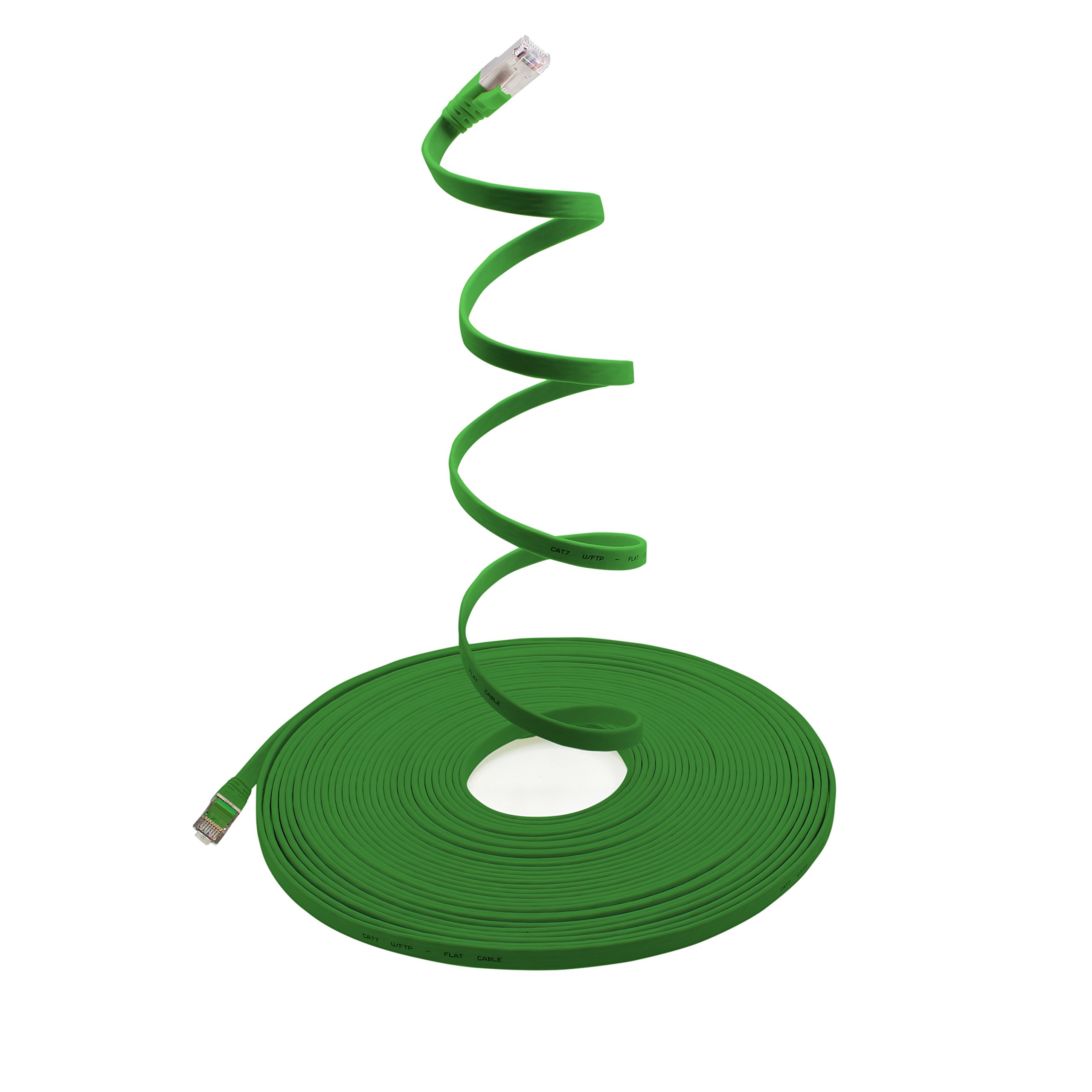 1aTTack.de 5m - vert - 1 pièce Câble ruban LAN Ethernet Gigabit CAT.7 (RJ45) câble réseau câble brut (10Gbit/s) câble d'installation plat mince compatible avec Cat.5 - Cat.5e - Cat.6 - 3