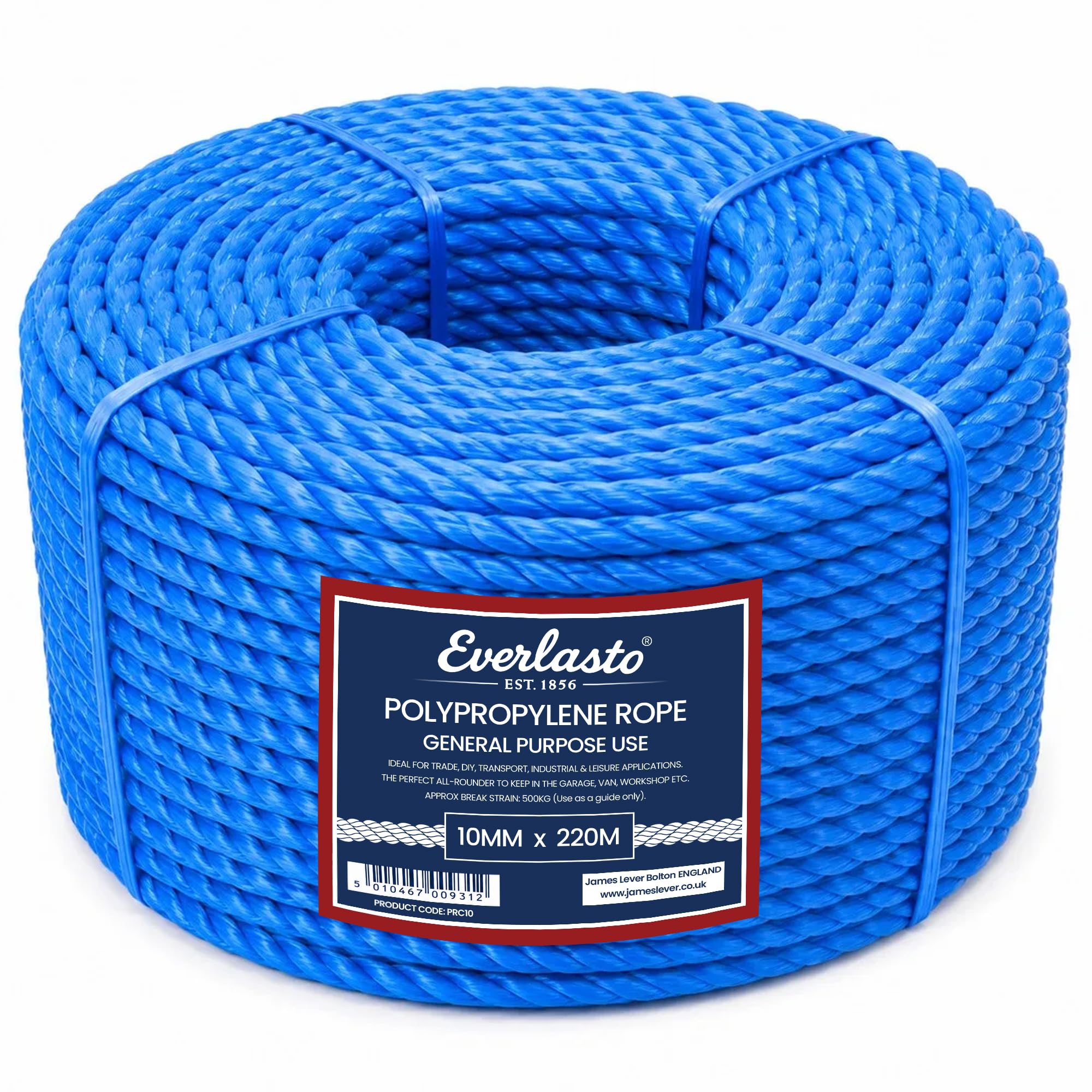 220M TRADE COILS EVERLASTO BLUE POLYPROPYLENE POLY ROPE 6MM 8MM 10MM 12MM 14MM (10MM)