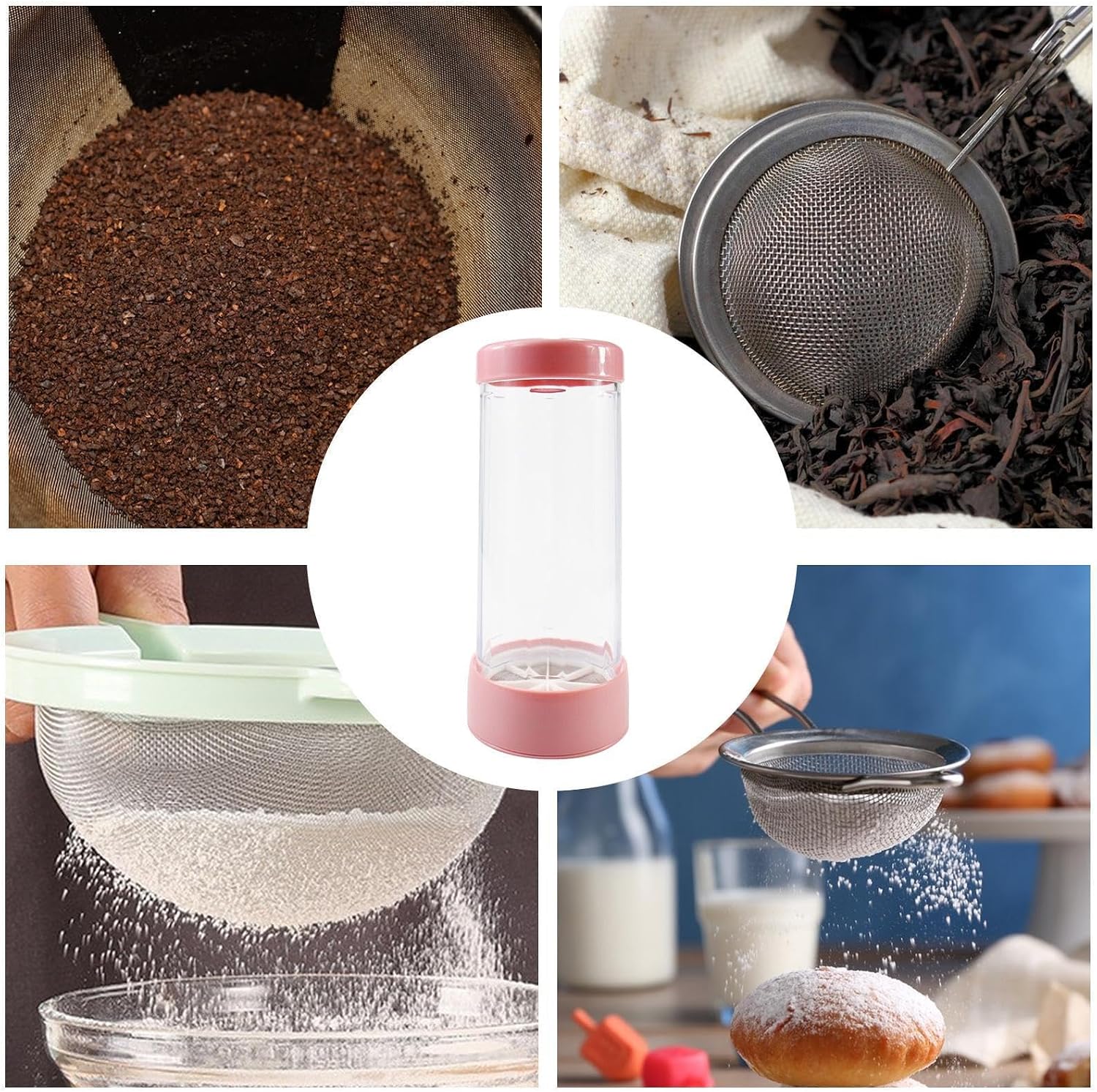 Confectioners Sugar Shaker Container, Dispenser, Sifter, Bottle