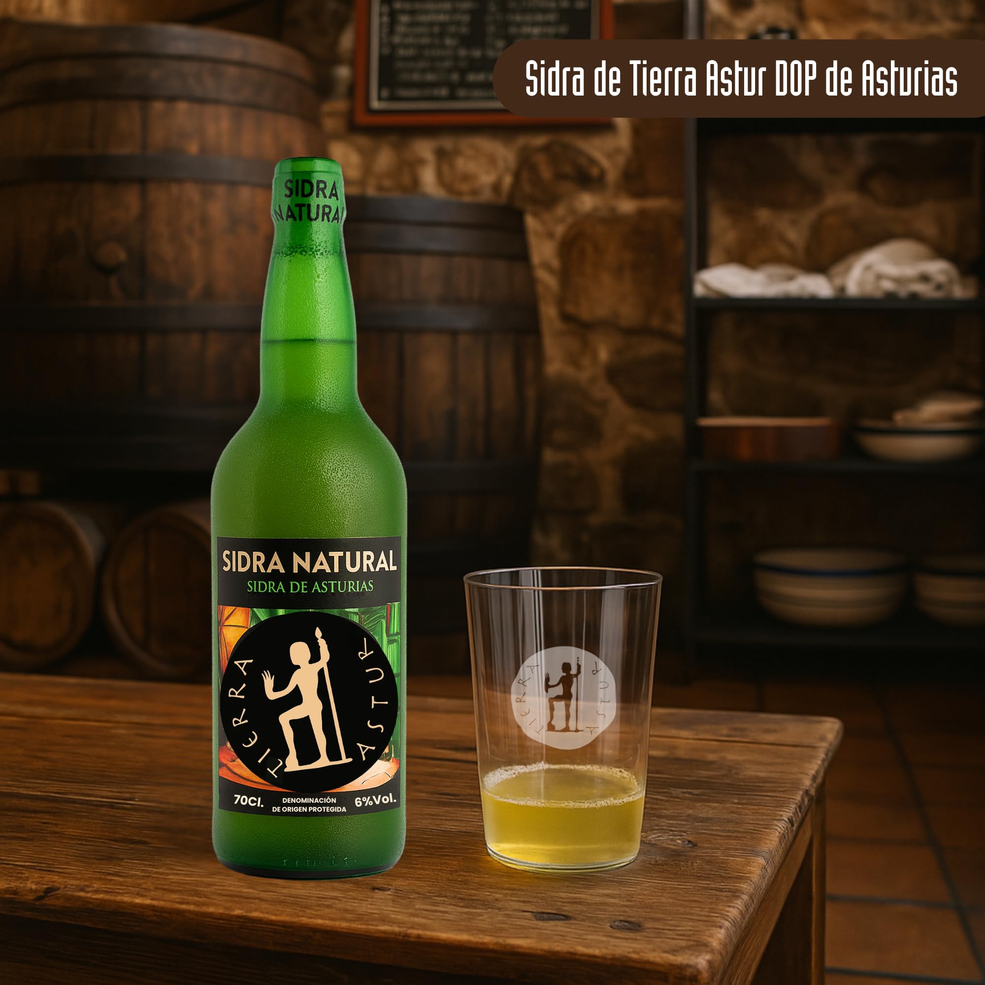 Sidra Asturiana DOP | Pack 6 Botellas 70 cl de Sidra Asturiana – 100% Manzana de Asturiana, 6% Vol