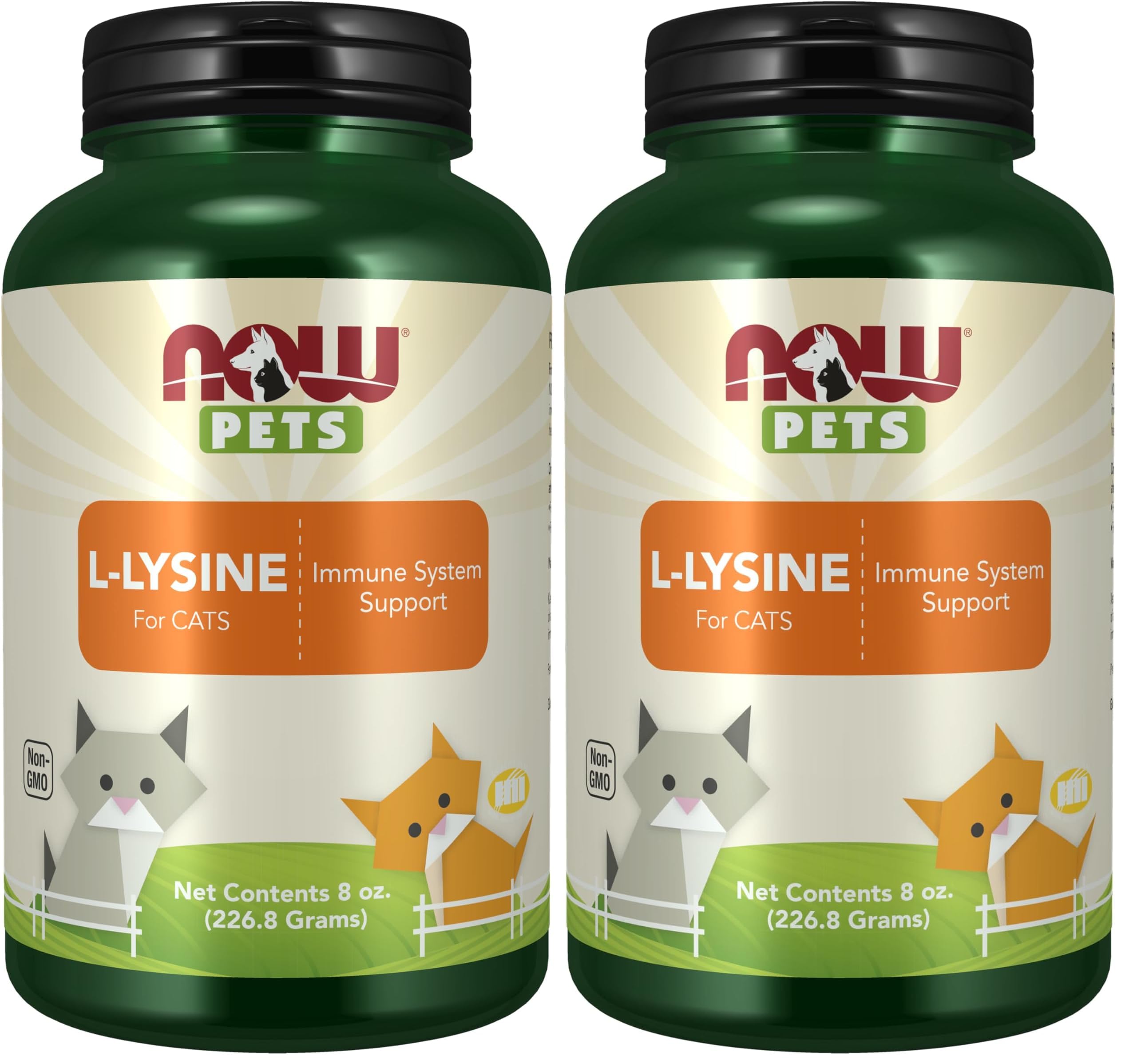 Now Pet Health,L-Lysine Supplement,Powder,Formulated for Cats,NASC Certified,8-Ounce,(Pack of 2) 8 OZ (Pack of 2)