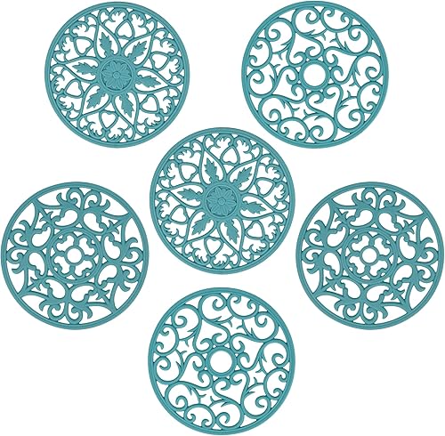 Nstezrne Juego de 6 salvamanteles de silicona para ollas y sartenes calientes, salvamanteles multiusos  Salvamanteles de silicona resistentes al