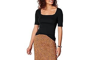 Women's Slim-Fit Half Sleeve Square Neck T-Shirt