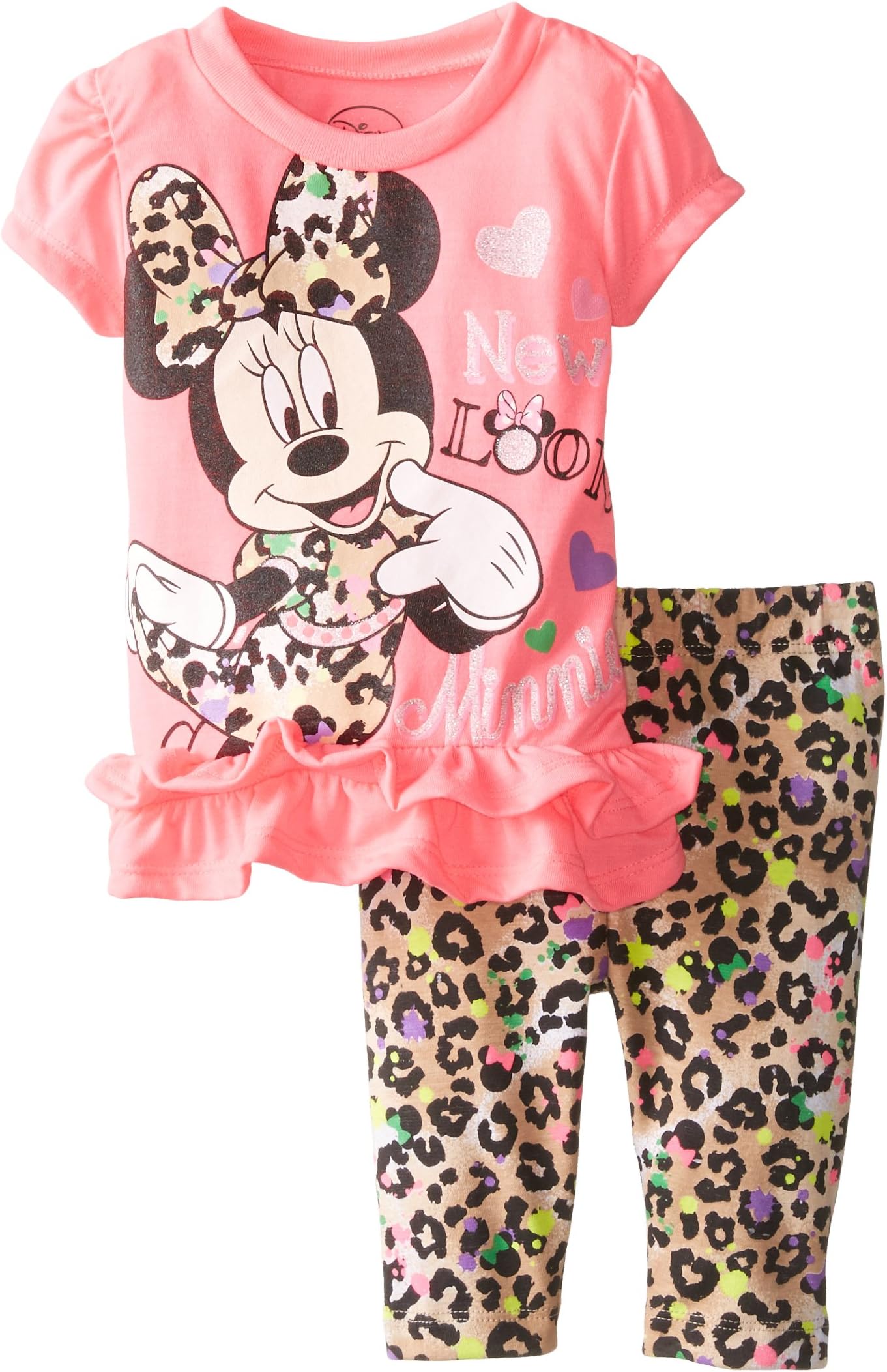 Disney Baby Girls' Minnie Mouse Flower Legging Set with Peplum Top