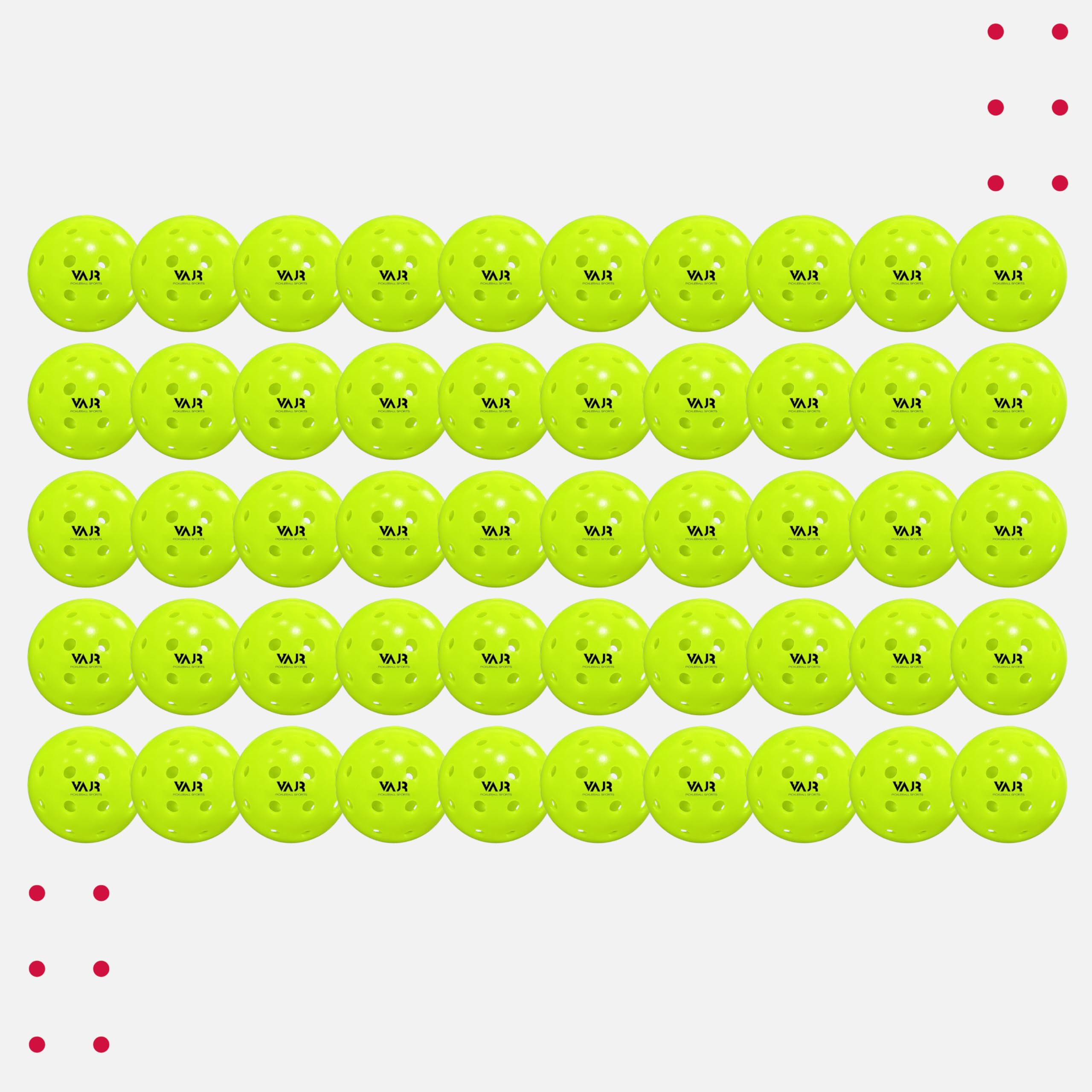 VAJR Pickleball Ball | V-40 | 50-Pack | 40 Precise Holes | True Flight | Authentic Bounce | Exceptional Durability | Light Green Color