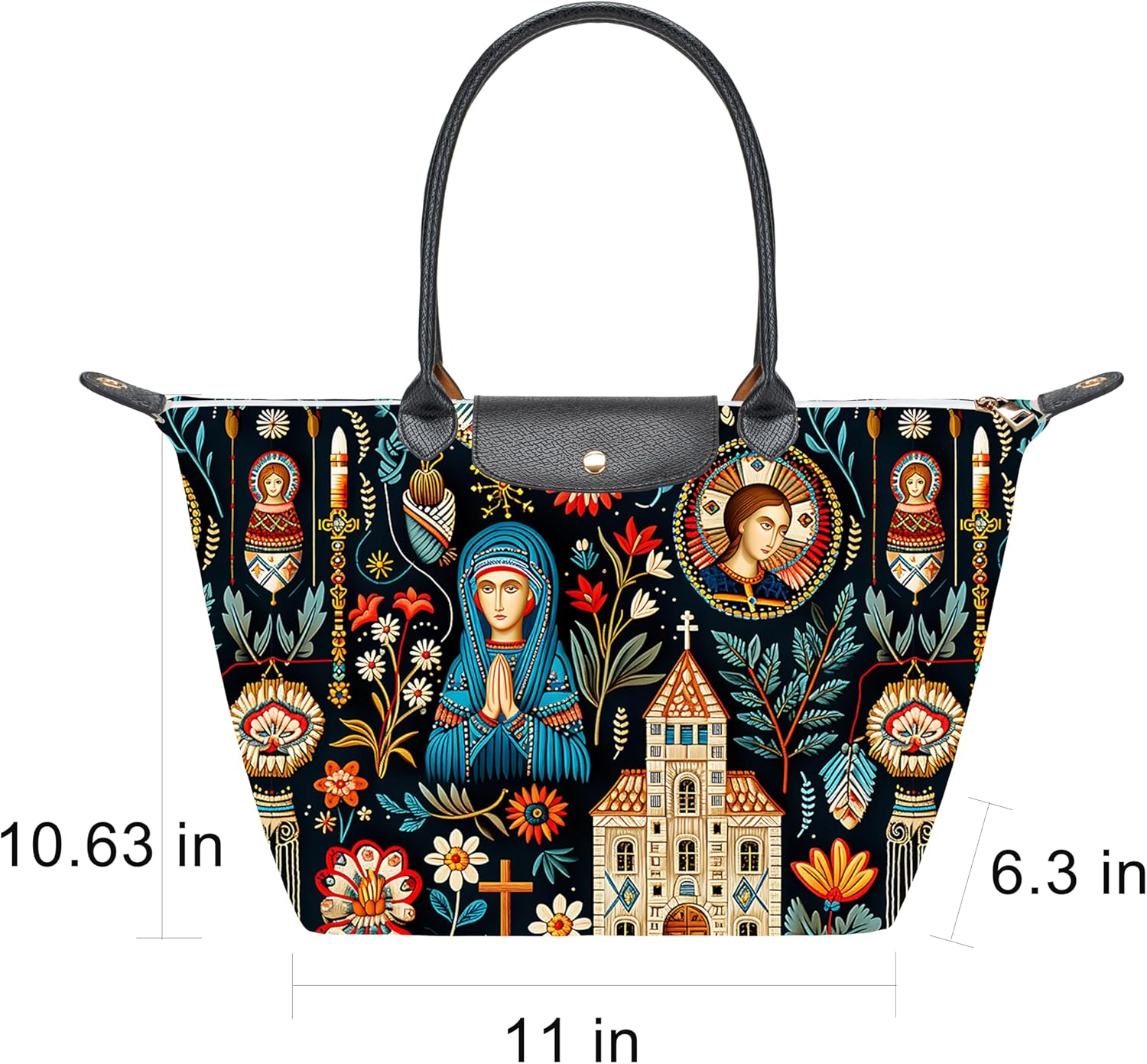 Medium Foldable Tote Bag with Zipper for Women, Fashion Canvas Bag - Image 5