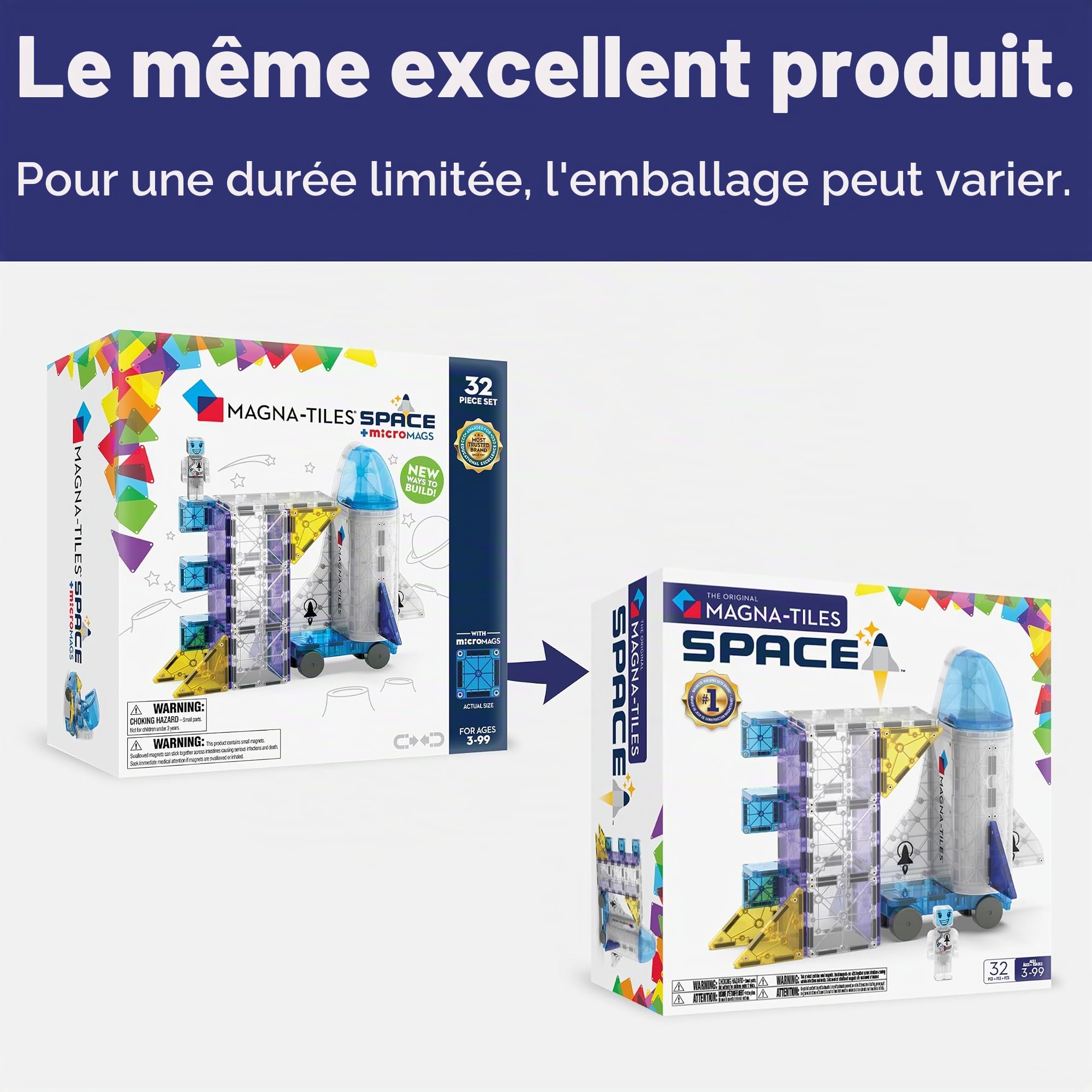 Magna-Tiles Space Kit de Construction magnétique 32 pièces