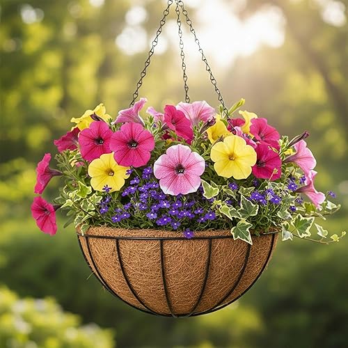 Miniatura 2 de Paquete de 4 macetas colgantes de metal de 8 pulgadas para exteriores, maceta colgante, soporte redondo y moderno, accesorio de jardín
