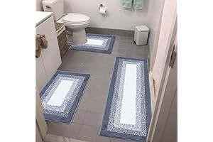 3-Piece Non-Slip Shaggy Bathroom Carpet Set in Dark Grey
