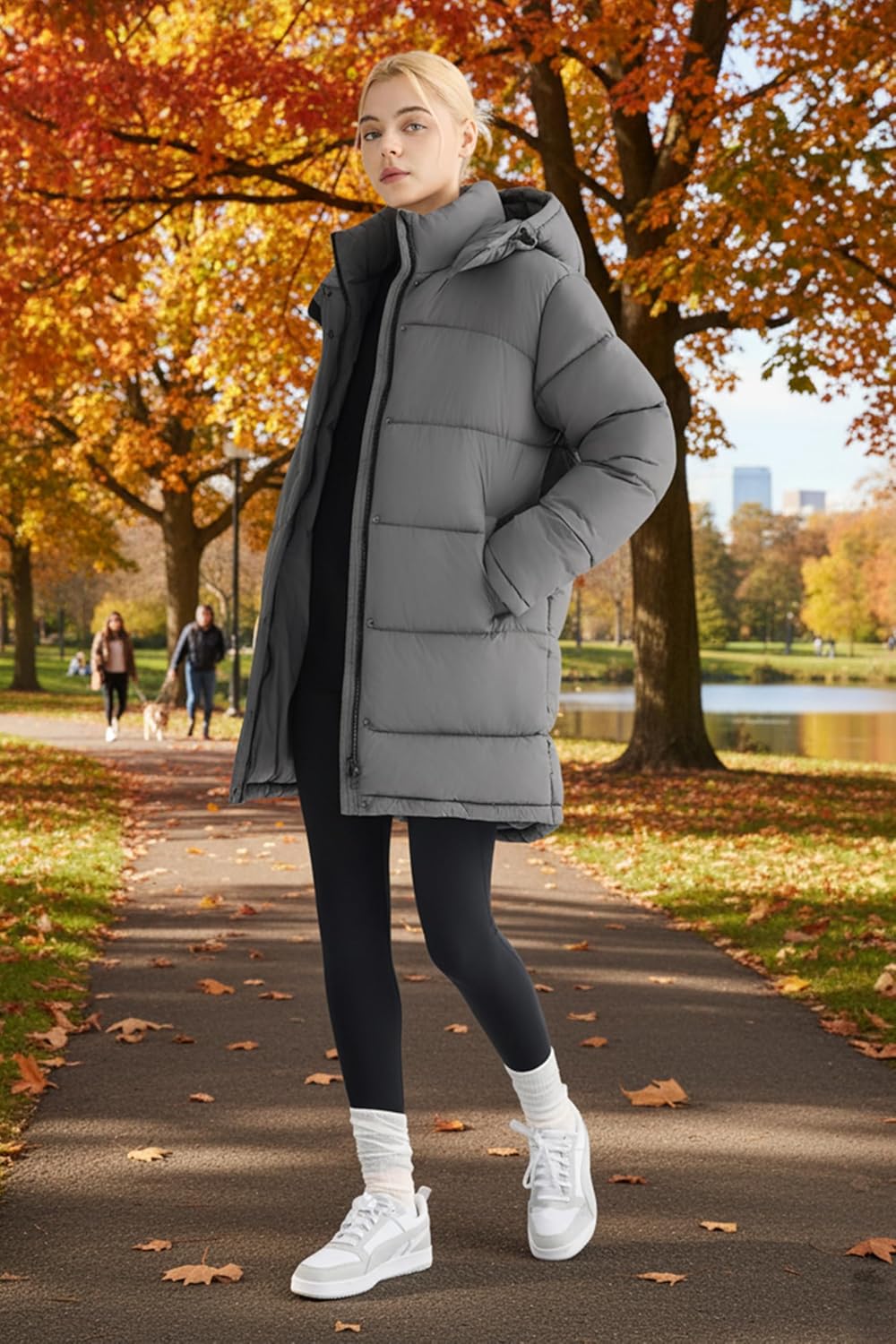 Orolay CHIIONE Winter Puffer Jacket Women's Mid-Length Relaxed Fit Warm Down Coat with Hood, Windproof Winter Parka - Image 3