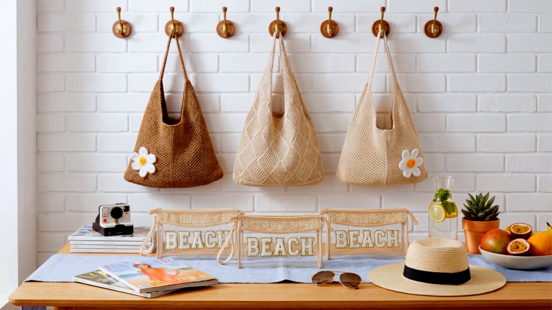 Set de 2 bolsas de playa de malla de crochet miniatura 7