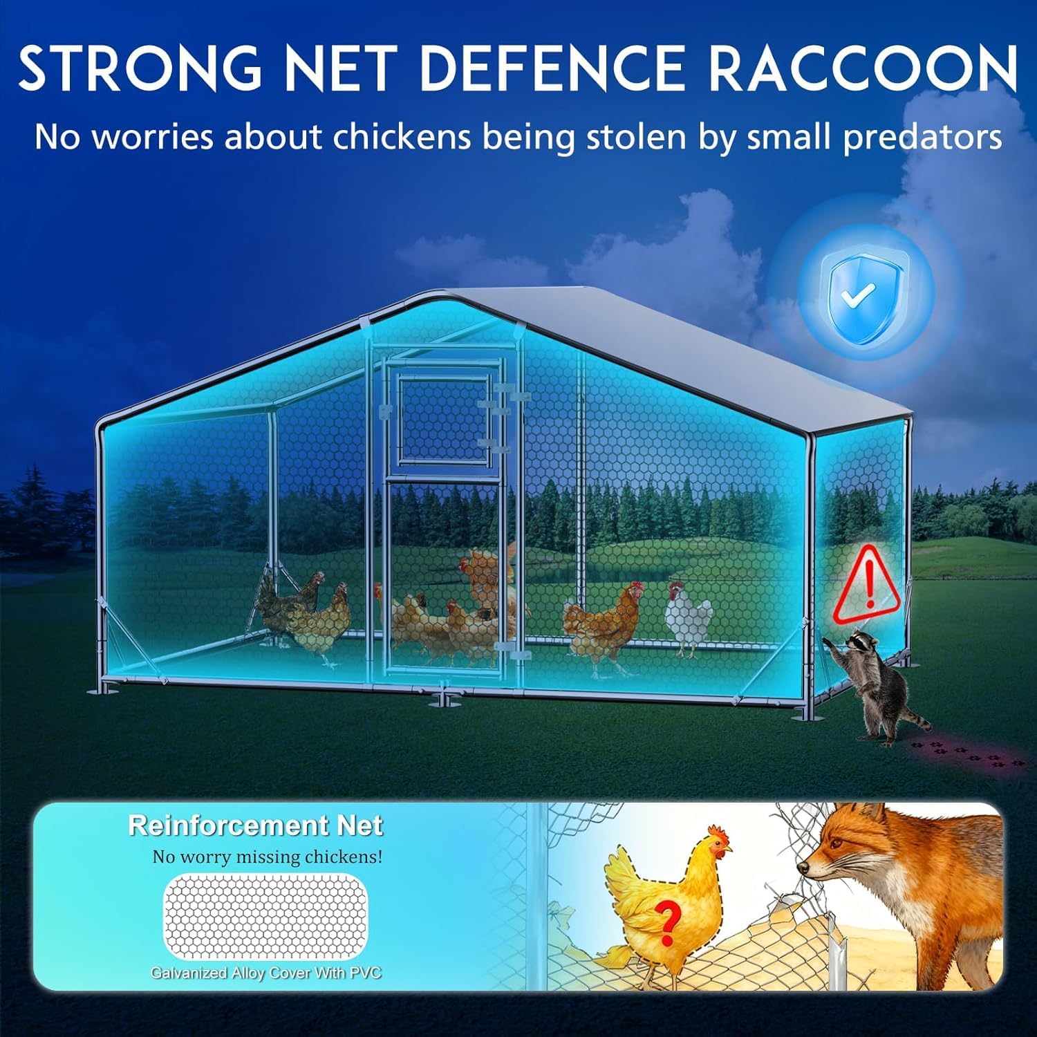10X6.5 FT Metal Chicken Coop for 5-10 Chickens, Walk-in Chicken Run with Oxford Cloth Rainproof & Anti-UV Cover, Chicken Coops with Dutch Door Poultry Outdoor Yard
