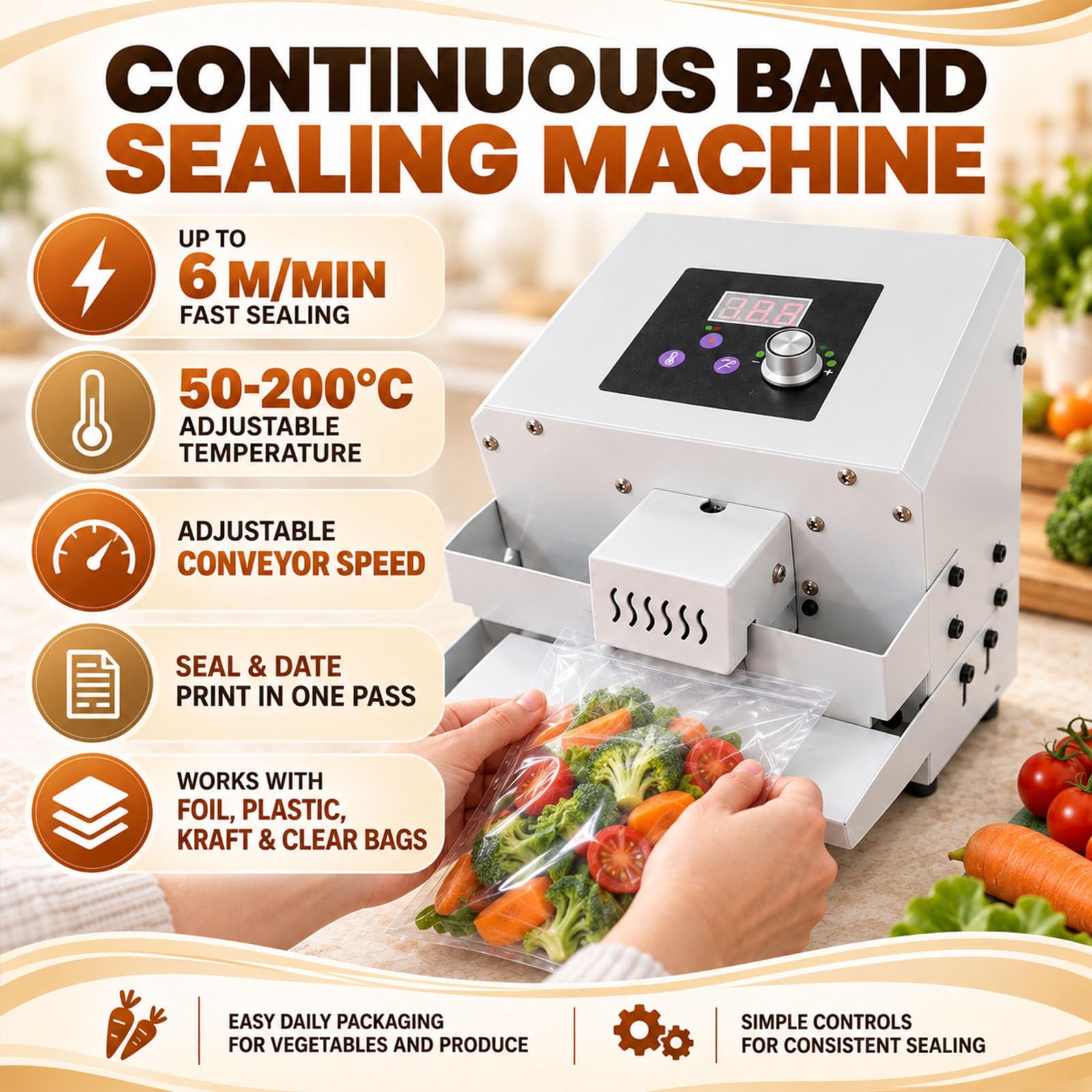 Máquina Selladora Automática,Selladora De Banda Comercial