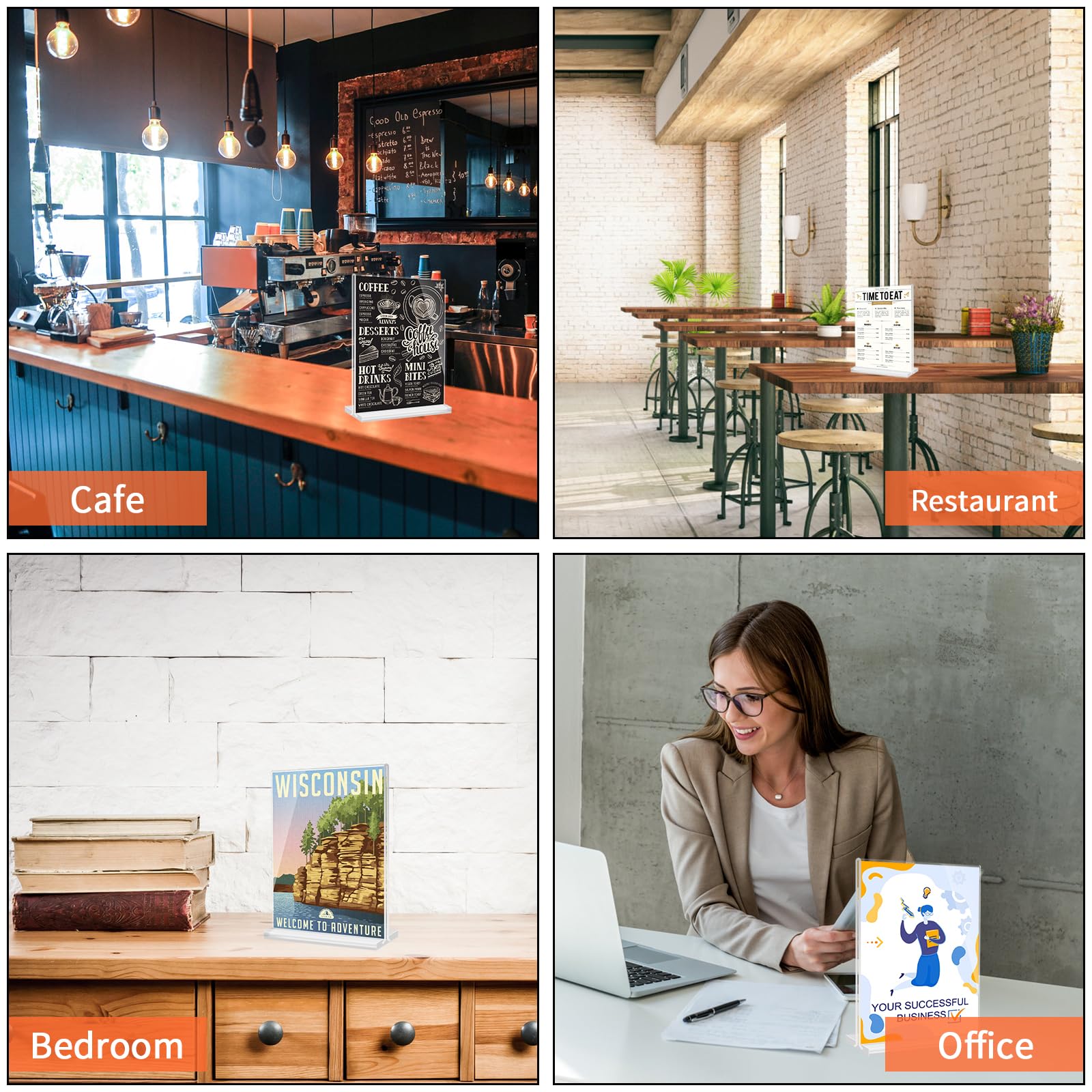 Espositore A4 4 Pz Espositori da Tavolo in Acrilico Trasparente Porta Menu da Tavolo Espositore Acrilico Porta Fogli Scrivania Supporto Espositore per Fogli A4,Menu,Poster,Ristoranti,Hotel,Ufficio