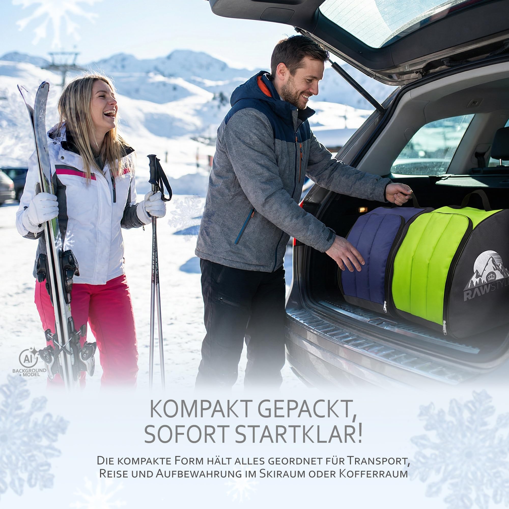 Rawstyle Sac à chaussures de ski - Sac à dos pour chaussures de ski - Sac à dos pour casque - Bottes souples et rigides - Modèle 2