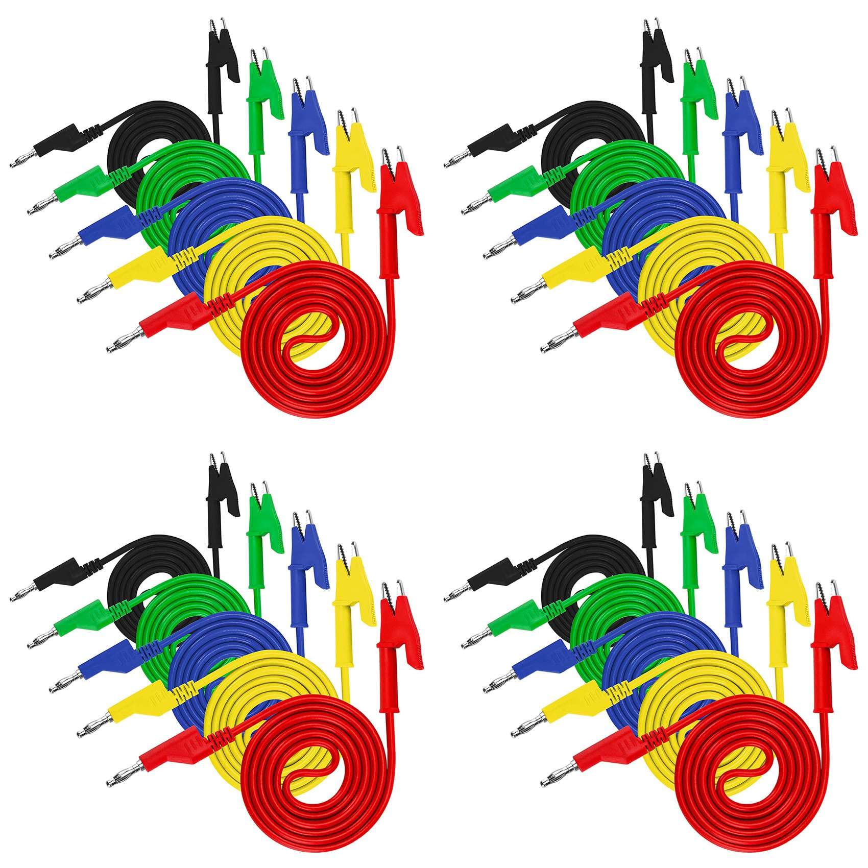 Jnchdghwa Photo Color 20Pcs 4Mm Multimeter Banana Plug To Alligator Clips Test Lead For Electrical Testing Wires And Alligator Clip Cable