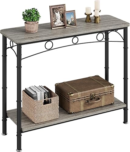 Mesa consola, mesa de sofá estrecha de 41.3 pulgadas, mesa de entrada con estantes, mesa auxiliar, mesa de exhibición, para pasillo, dormitorio,