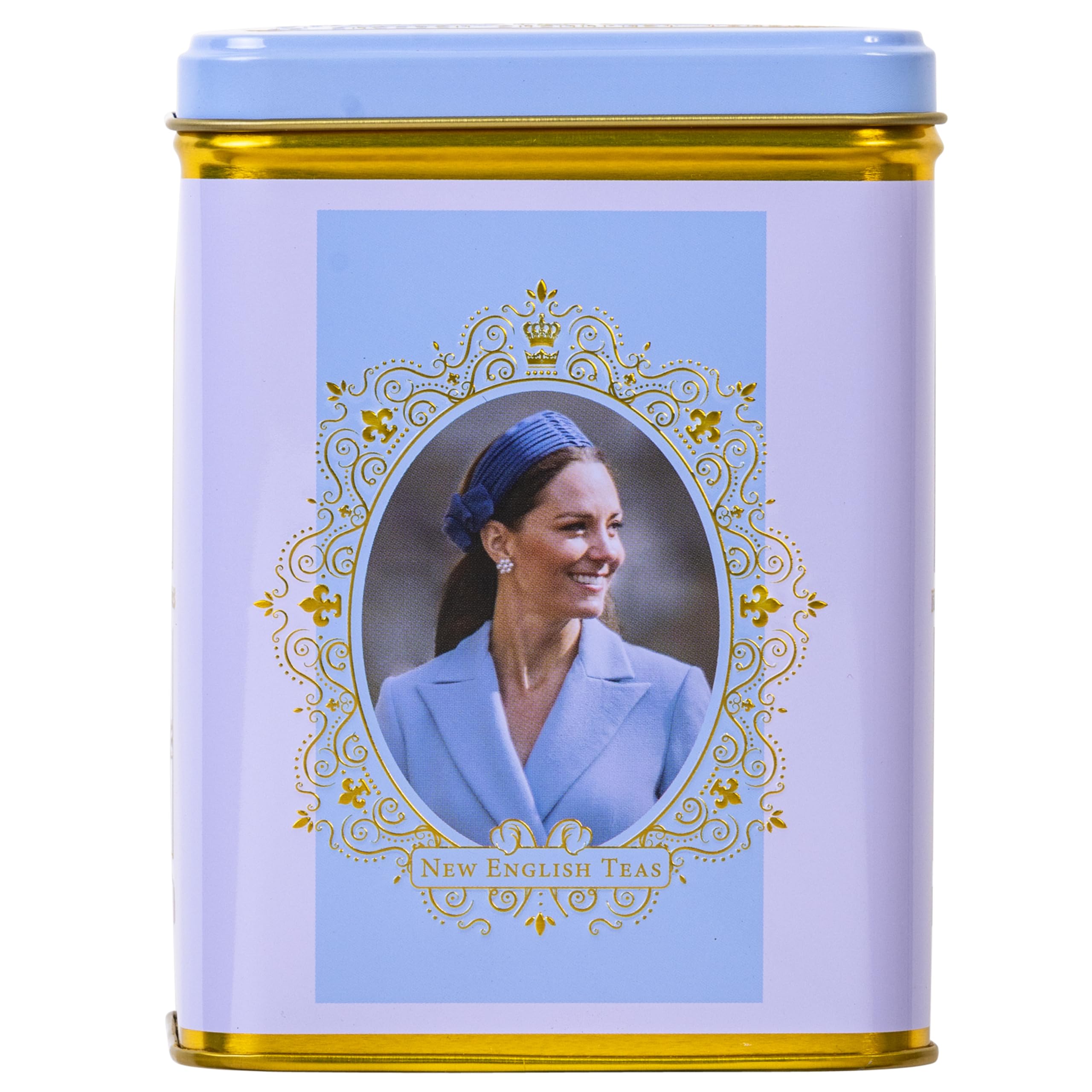 New English Teas Catherine Princess of Wales Tea Tin with 40 English Breakfast Teabags, Royal Family Commemorative Gift