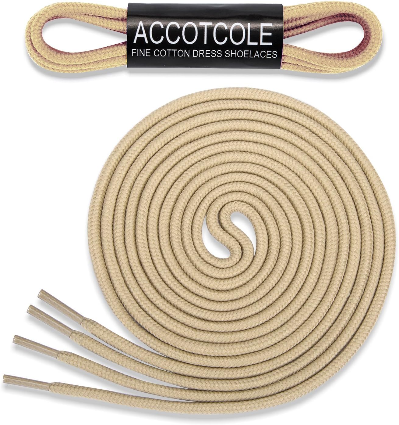 Round Shoelaces [3 Pairs] 5/32" Thick - For Shoes, Sneakers & Boots - By ACCOTCOLE (48" (122 cm), Khaki)