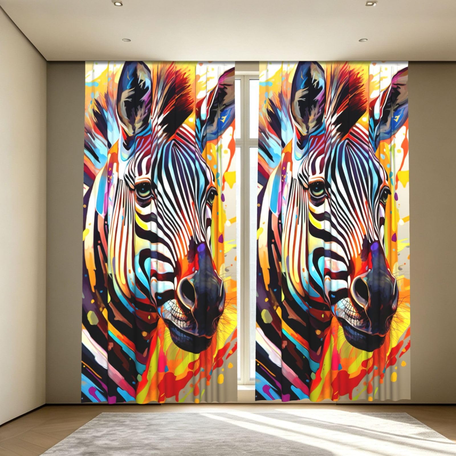 Yyoretp Abstract Animal Zebra Print Blackout Curtains for Living Room Bedroom Thermal Insulated Window Drapes.