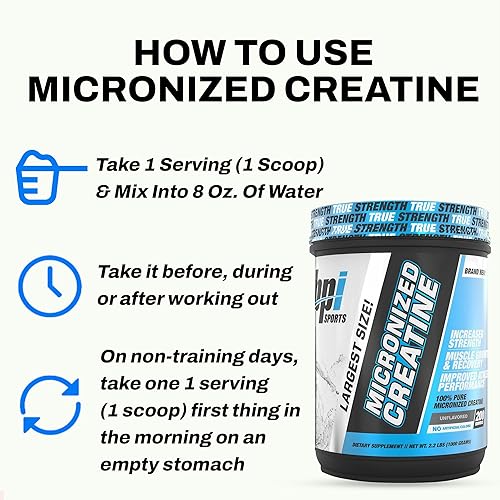 Miniatura 5 de BPI Sports Creatina micronizada aumenta la fuerza, reduce la fatiga, soporte muscular magro con monohidrato de creatina, polvo sin sabor para