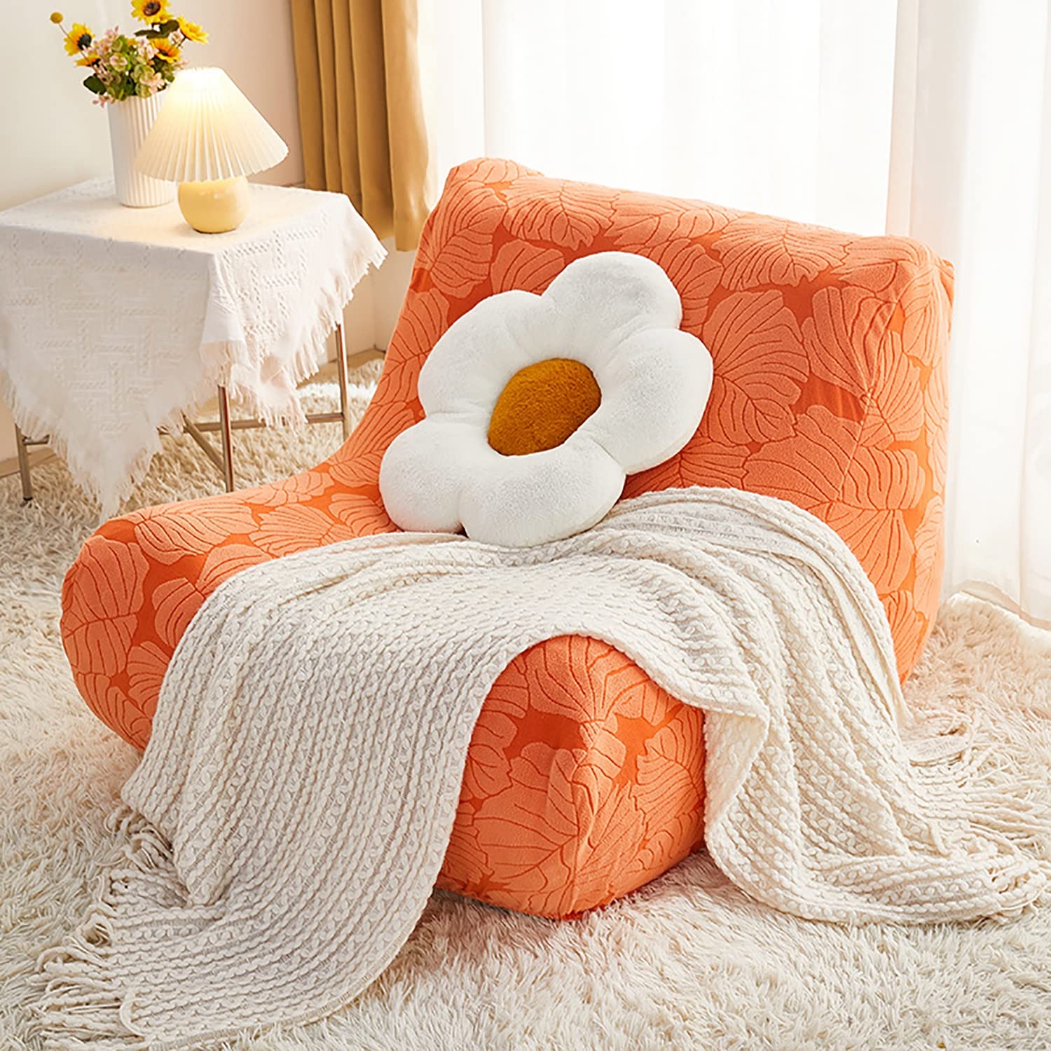 Housse de clic clac extensible orange sans accoudoir pour fauteuil