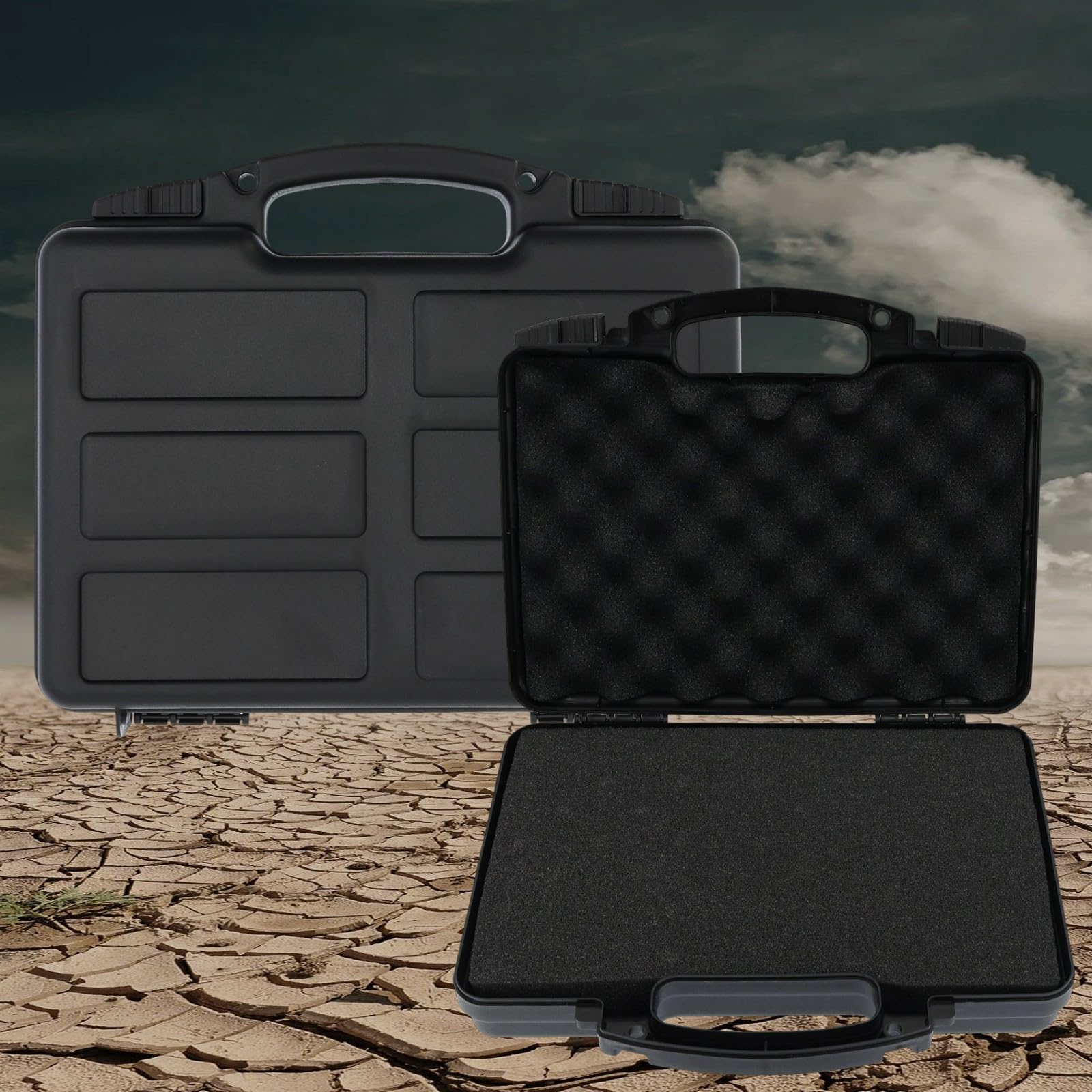 OpTacs Pistolenkoffer - Medium, 31x24,9x8cm, schwarz mit Schaumstoffpolsterung, robuster Schiebeverschluss Gun Case Softair Koffer Waffenkoffer für Pistolen
