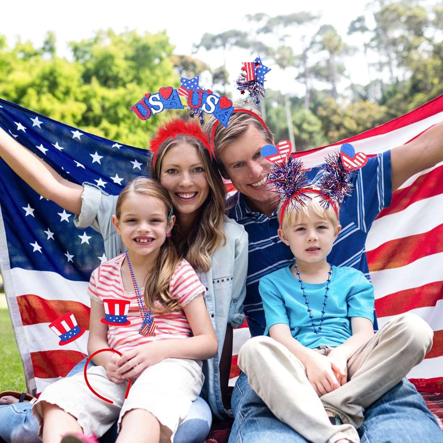 19 PCS 4th of July Accessories, Patriotic Party Favors Supplies Fourth of July Decorations Independence Day Celebrations Memorial Day Decor Classroom Prizes for kids