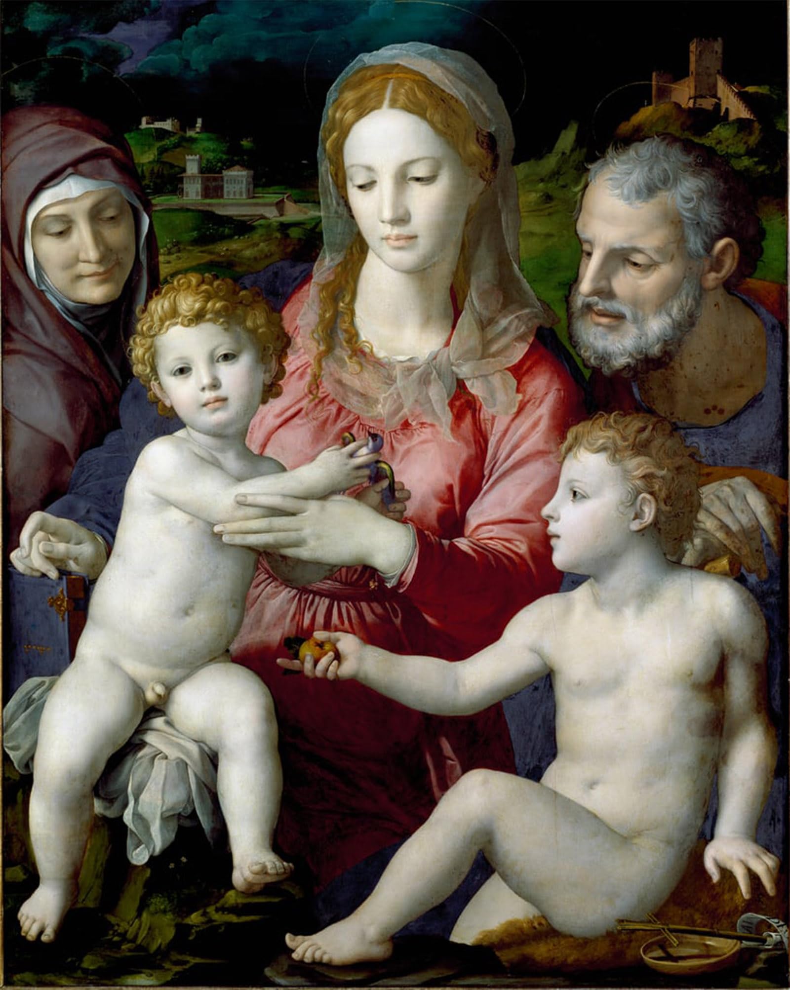 SERENDIPITP Abstract Painting Mural Print Picture Wall Decor Painting the Holy Family with Saint Anne and Saint Child Painting by Agnolo Di Cosimo Bronzino Vintage Wall Artwork for Home Decor 60x90cm