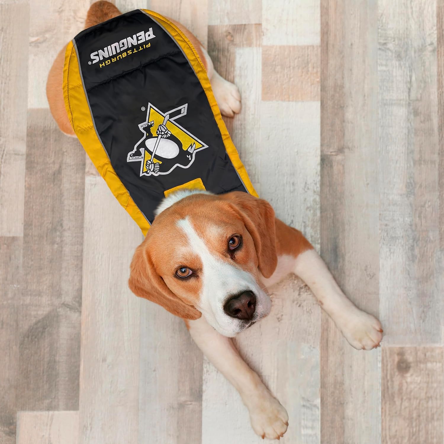 Pets First NHL Pittsburgh Penguins Puffer Vest for Dogs & Cats, Size Large. Warm, Cozy, and Waterproof Dog Coat, for Small and Large Dogs/Cats. Best NHL Licensed PET Warming Sports Jacket