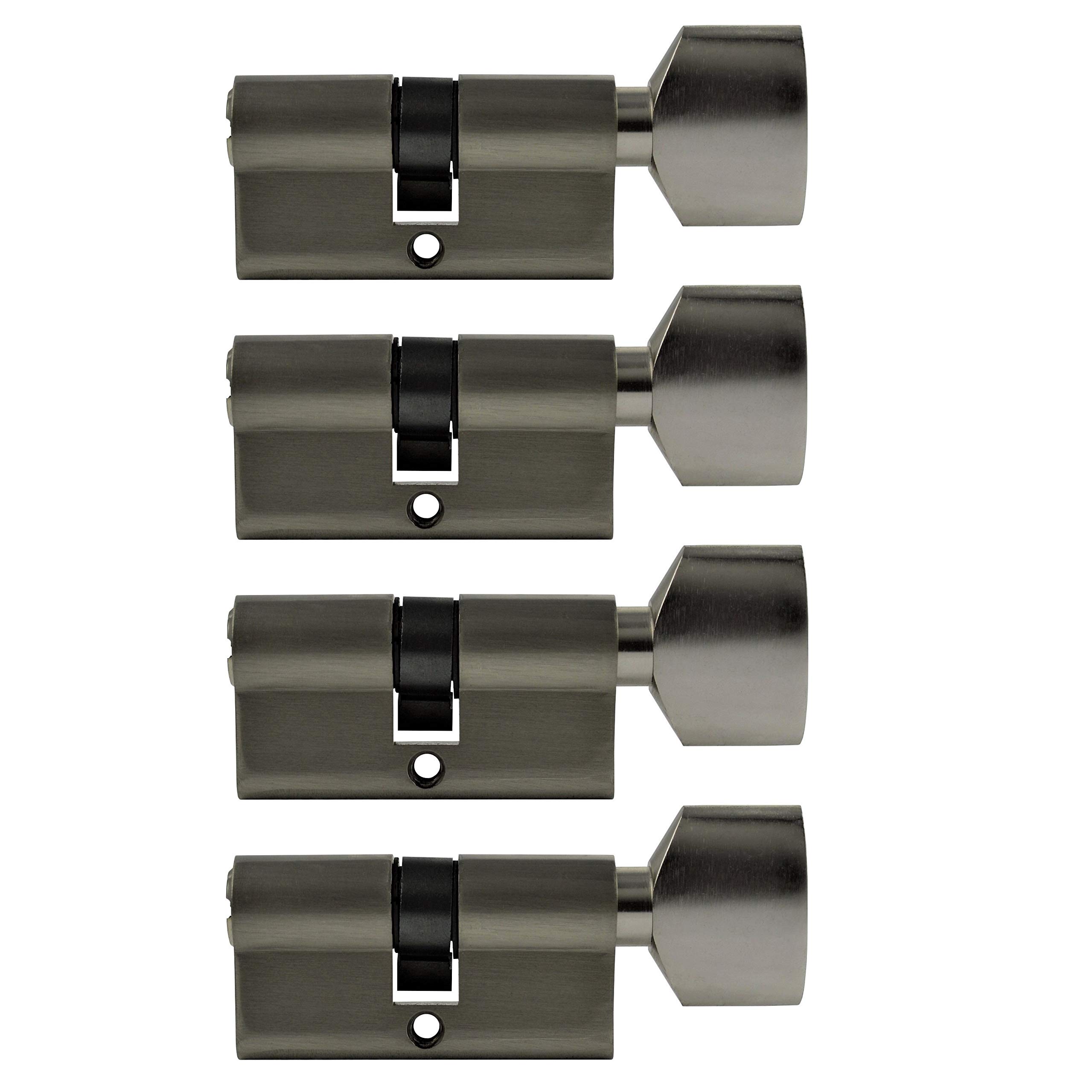 Lot de 4 serrures à cylindre identiques avec bouton 60 mm de long Avec 20 clés réversibles Pour les tubes de 30 x 30 mm