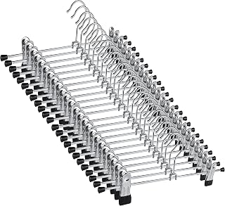 50Pack Skirt Hangers with Clips Pants Hangers for Women Trouser Hangers for Pants Slack Clothes Hangers with Clips