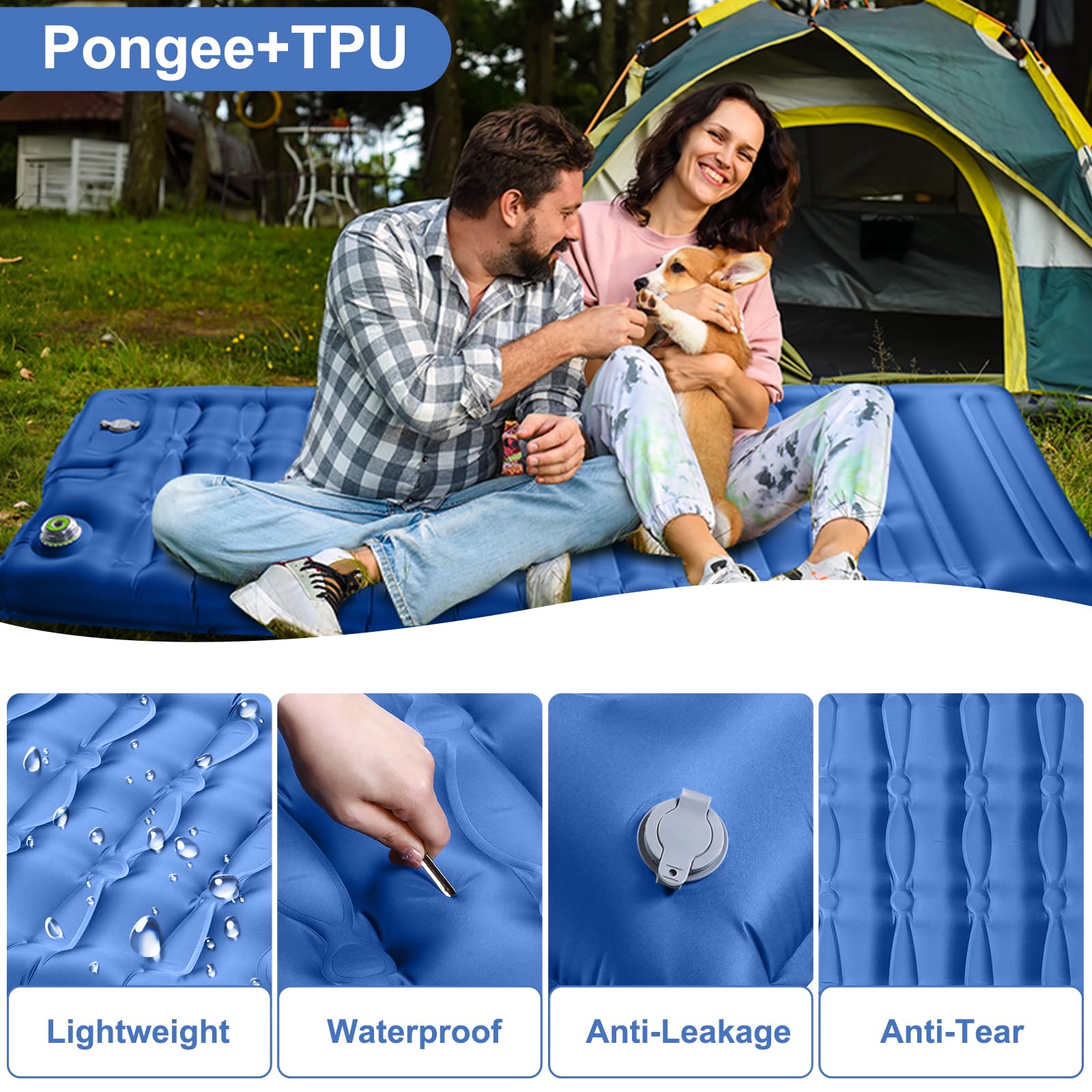 Tonfarb Materassino Campeggio con Pompa a Pedale, 12cm di Spessore Materassini Campeggio Gonfiabile con Cuscino, Impermeabile Ultraleggero Materassino per Backpacking, Viaggio, Campeggio, Spiaggia