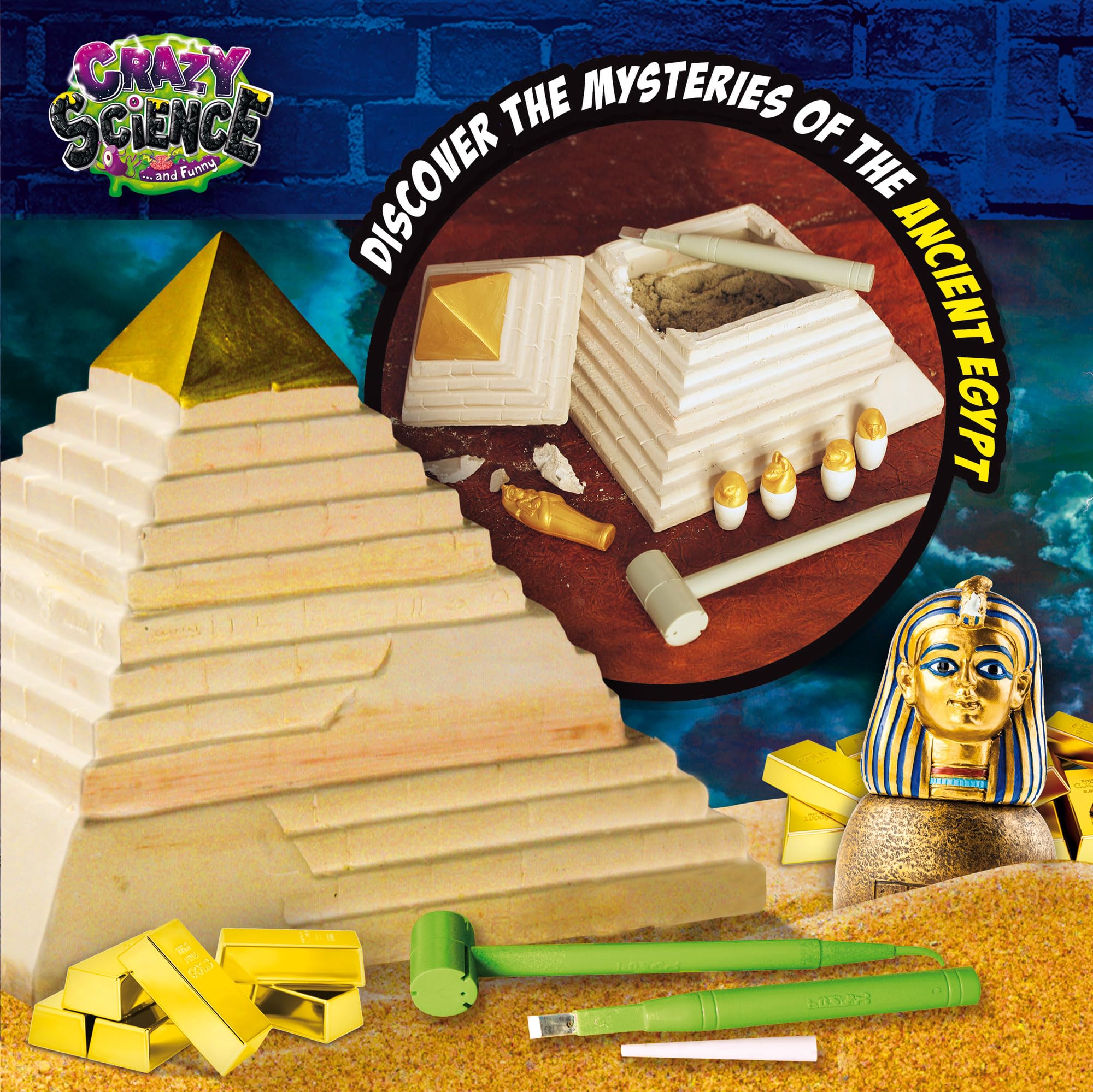 Dr. Daz Égypte Lot de 6 excavations pour enfants Egypte Déterrer des jouets figurines d'archéologie Cadeau de connaissances à partir de 7 8 9 ans